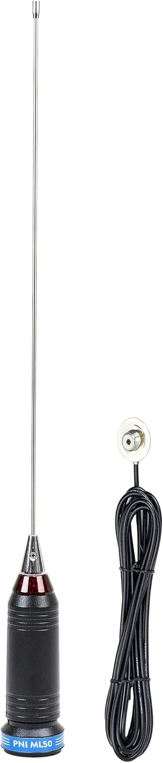 آنتن سی بی PNI مدل ML50، طول 48 سانتی متر، 26-28 مگاهرتز، 600 وات به همراه کابل اتصال RG58 به طول 3.5 متر، بدون پلاگ PL259