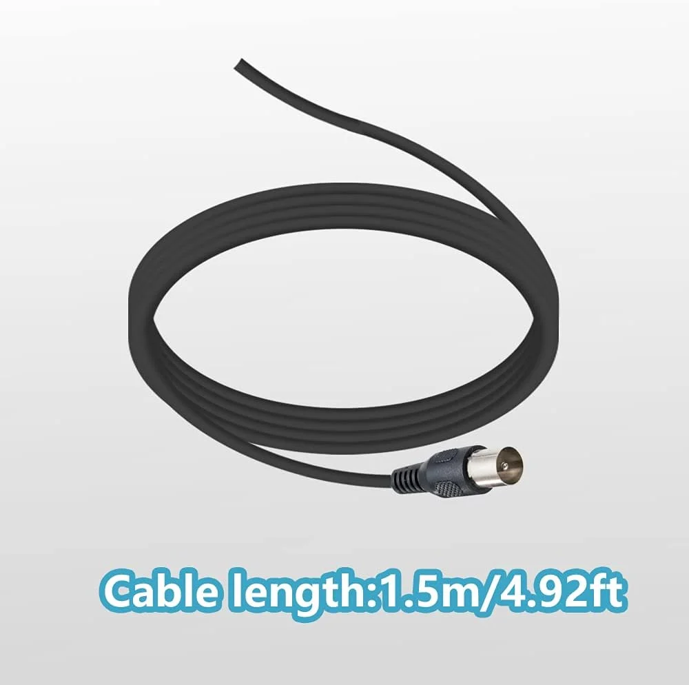 آنتن تلویزیون هوشمند POBADY DVB-T HDTV - آنتن دیجیتال داخلی 5dBi با پایه مغناطیسی، کانکتور نر، VHF UHF مینی، کابل کواکسیال 1.5 متری RG174 برای دستگاه های DVD LCD DVB-T