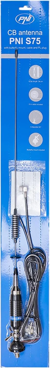 آنتن سی بی پروانه ای PNI S75CAB، به همراه نگهدارنده کابل و فیش PL