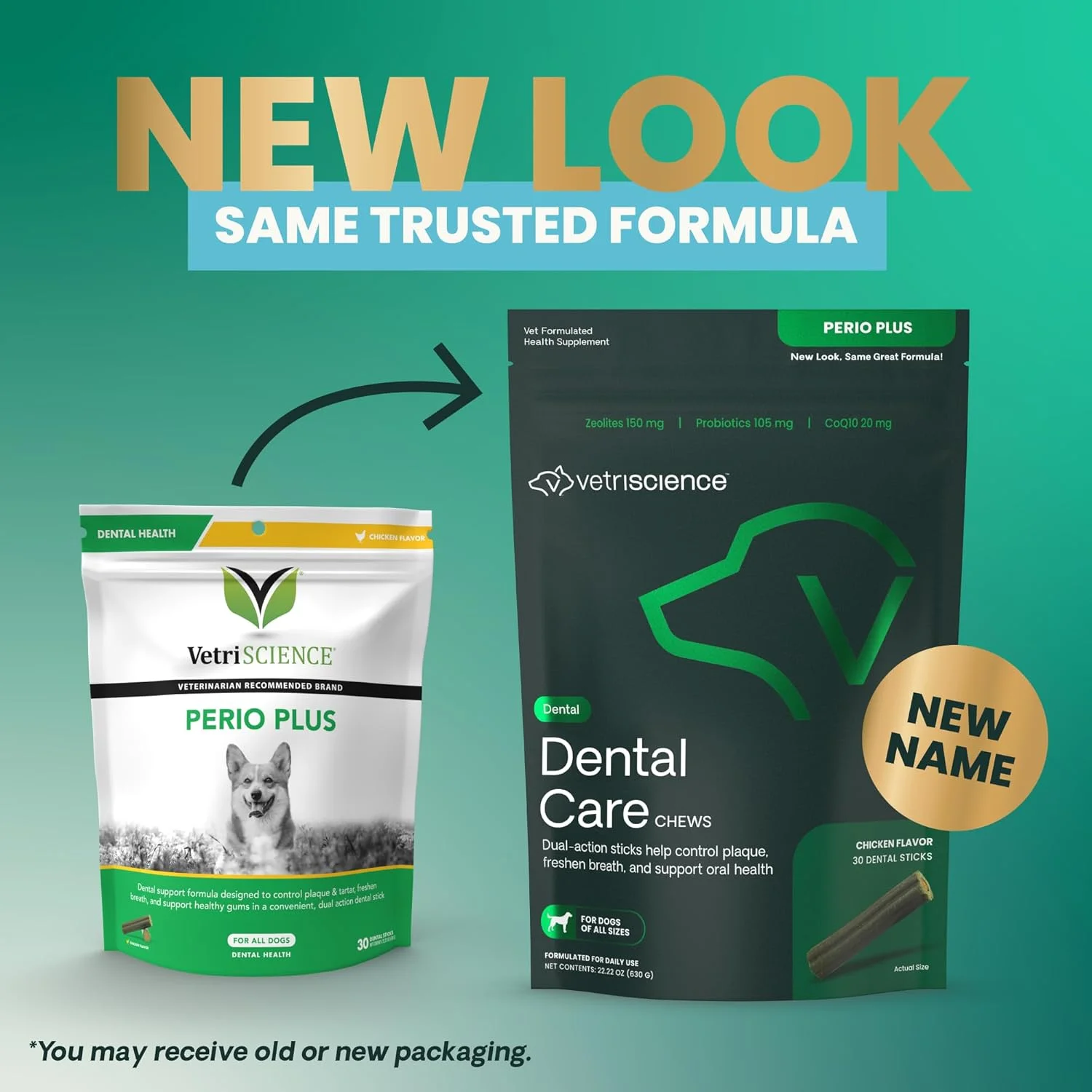 آزمایشگاه های VetriScience - Perio Plus Stix، پشتیبانی دندانی برای سگ ها، طعم جگر مرغ، 30 عدد، مواد تشکیل دهنده طبیعی با اثبات بالینی