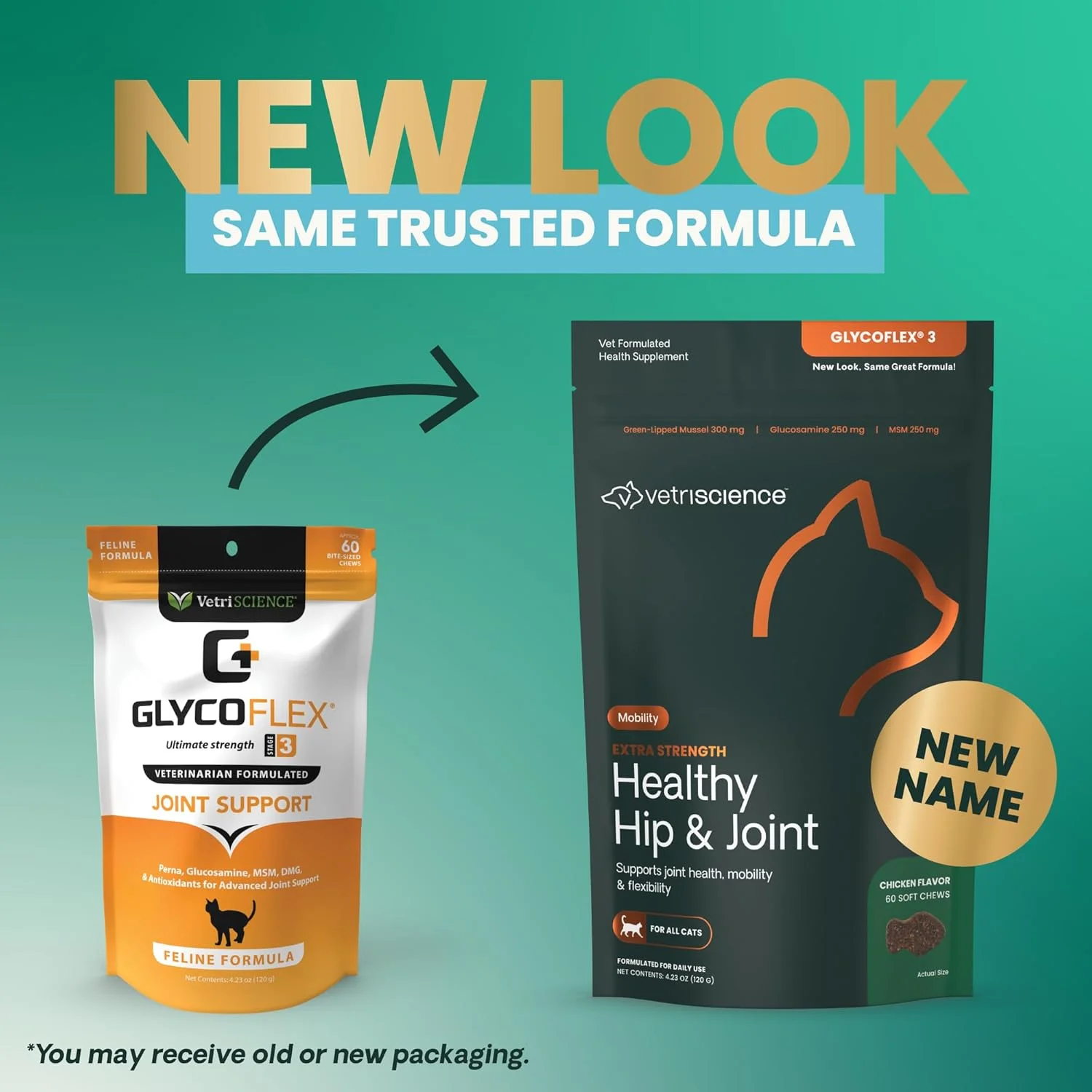 آزمایشگاه های VetriScience - GlycoFlex 3، مکمل مفصل و لگن برای گربه ها، 60 عدد جویدنی کوچک آزمایشگاه های VetriScience - GlycoFlex 3، مکمل مفصل و لگن برای گربه ها، 60 عدد جویدنی کوچک