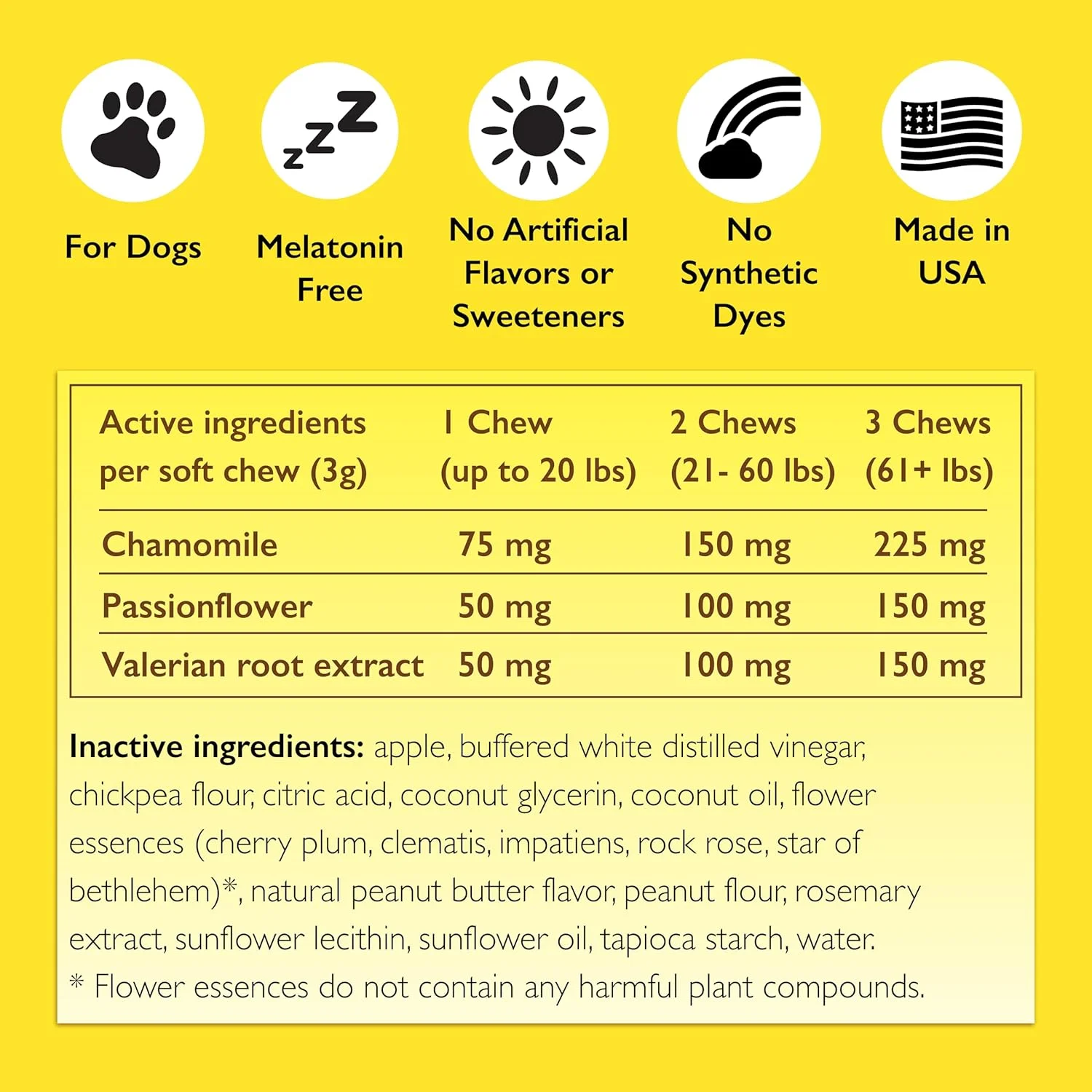 تشویقی های نرم RESCUE Pet برای سگ ها، 60 عدد، مکمل سلامت رفتاری سگ ها حاوی بابونه، گل ساعتی و والرین، تسکین دهنده استرس، عصبی بودن و اضطراب