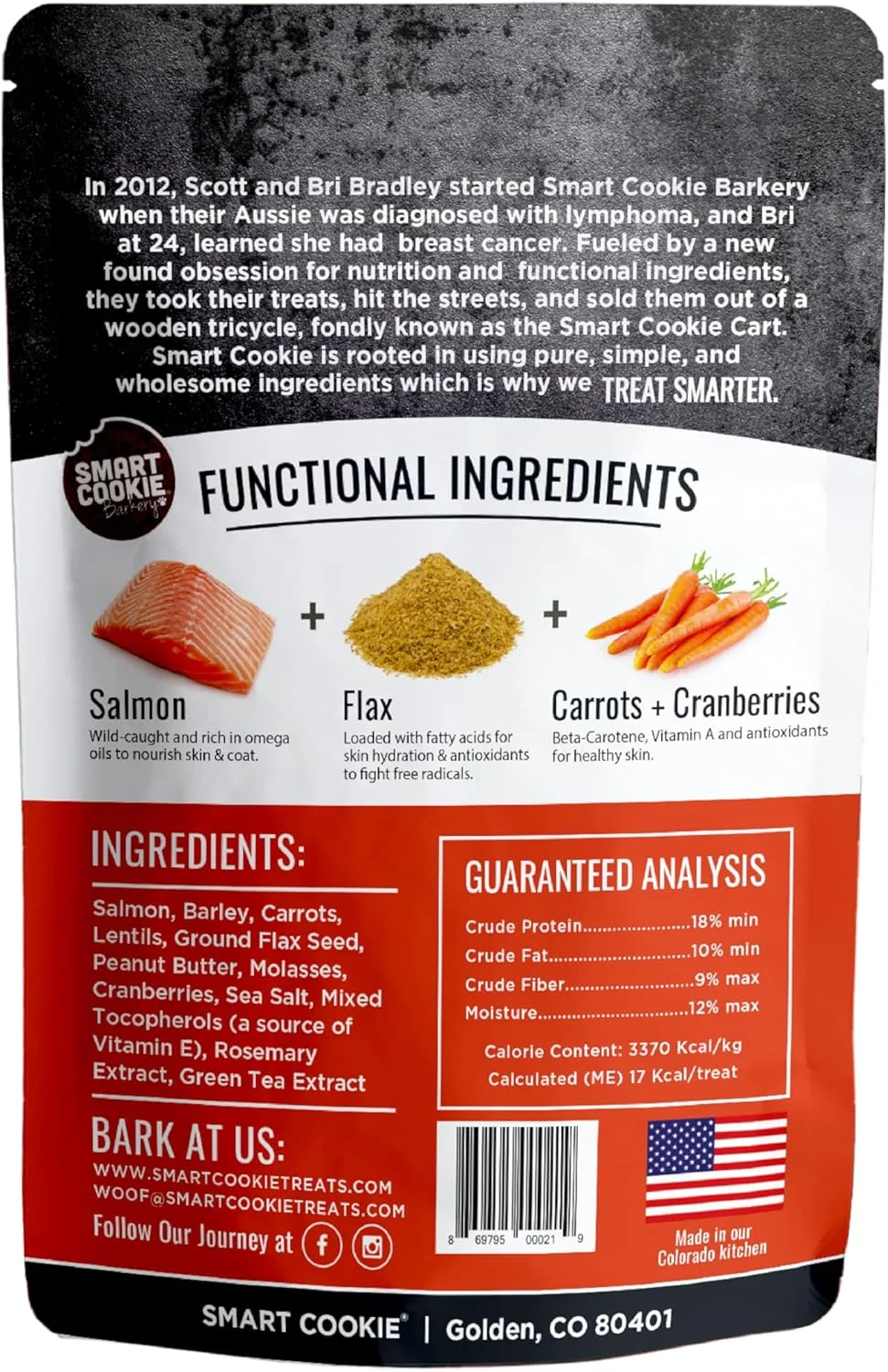 تشویقی سگ اسمارت کوکی کاملا طبیعی - تشویقی سالمون برای پوست و موی سالم - ایده آل برای معده های حساس یا پوست های خارش دار، آلرژیک و خشک - کم آب، ترد، با کیفیت انسانی، ساخت آمریکا - 227 گرم، بسته 1 عددی