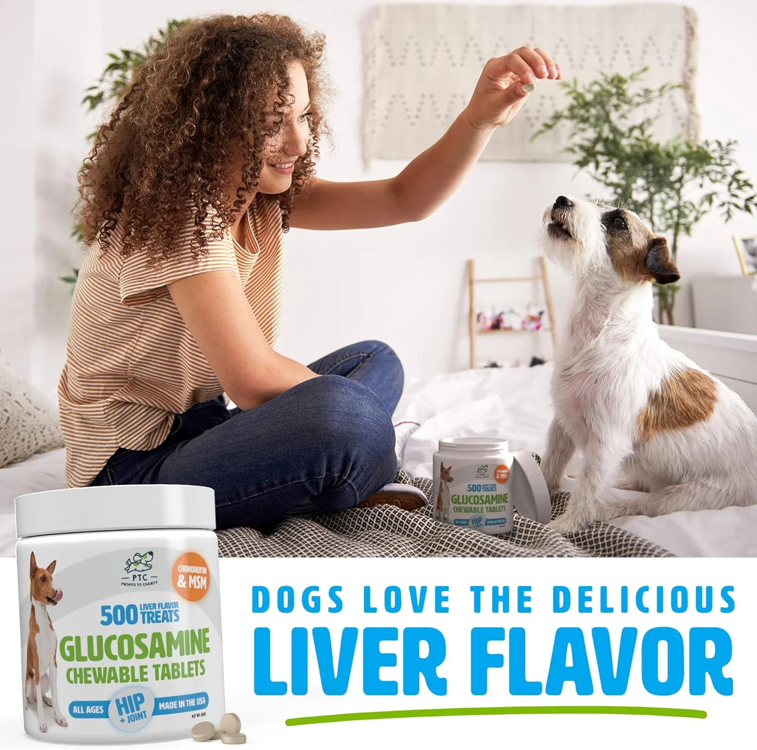 قرص گلوکوزامین و کندرویتین با MSM برای سگ ها - حمایت از مفاصل و تسکین درد آرتروز، تایید شده توسط دامپزشکان، 500 عدد قرص جویدنی