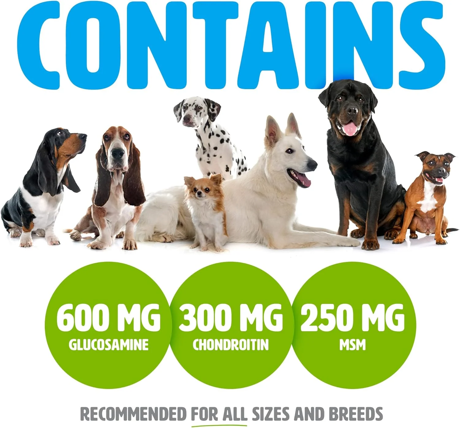 قرص گلوکوزامین و کندرویتین با MSM برای سگ ها - حمایت از مفاصل و تسکین درد آرتروز، تایید شده توسط دامپزشکان، 500 عدد قرص جویدنی