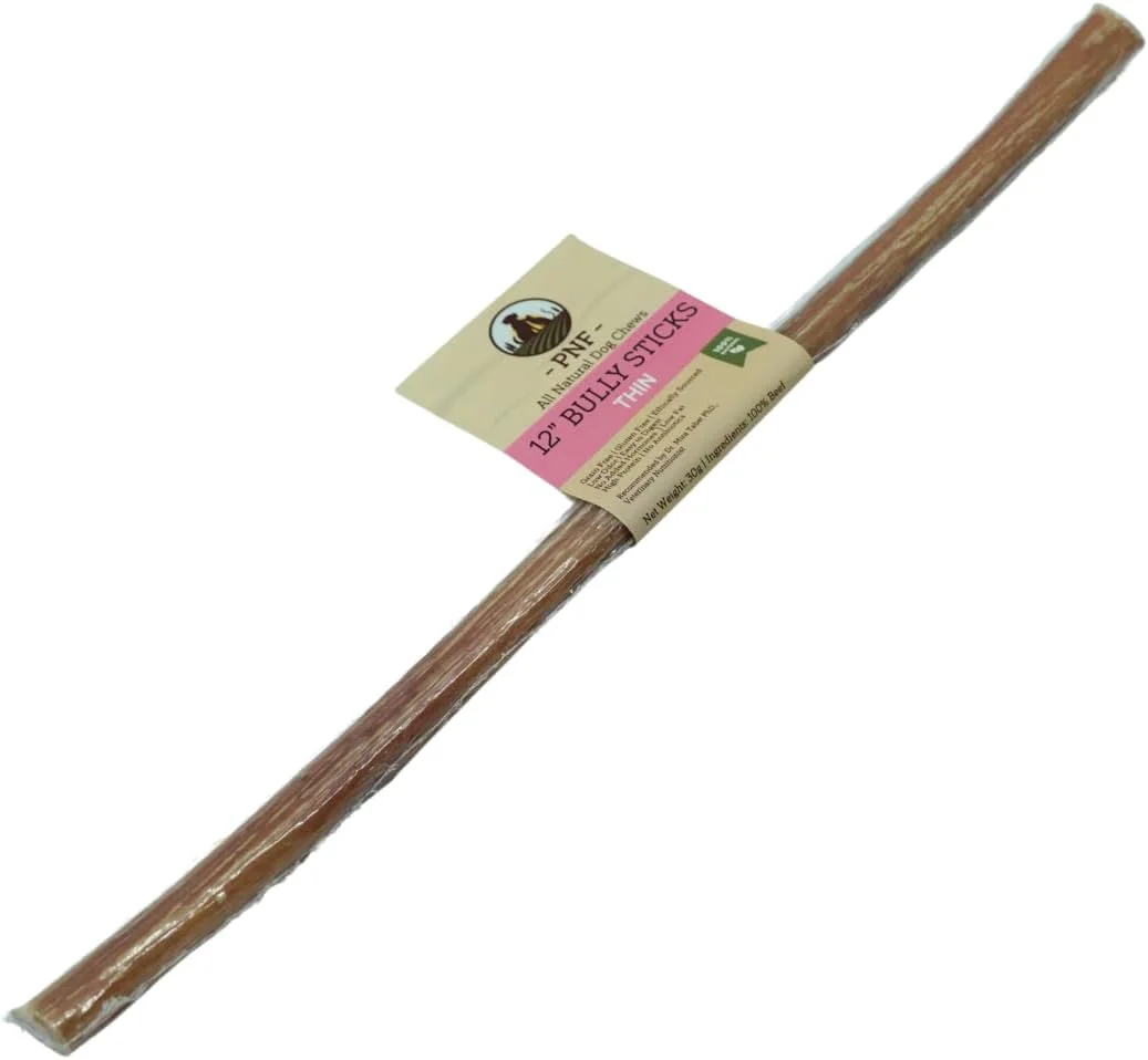 چوب جویدنی سگ 12 اینچی (نازک) - 1 عدد - خوراک جویدنی سگ - تهیه شده از گوشت گاو بدون آنتی بیوتیک و هورمون - ایده آل برای نژادهای کوچکتر و سگ های مسن