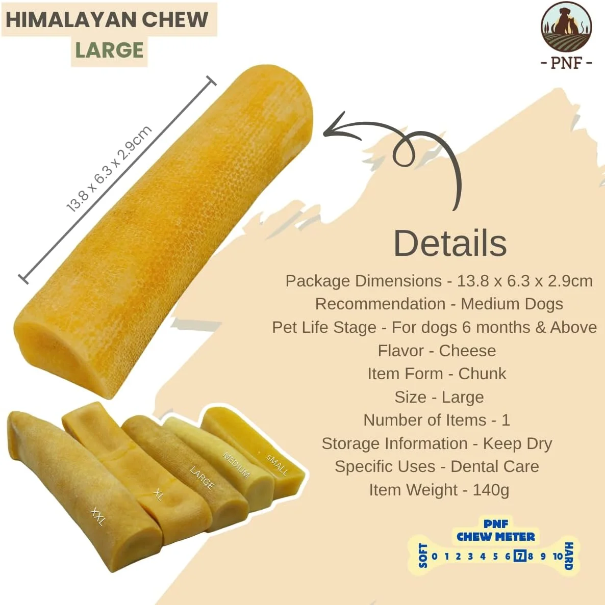 جویدنی سگ هیمالیایی، 100% طبیعی، ماندگاری طولانی، بدون گلوتن، خوراکی های سالم و ایمن سگ، بدون لاکتوز و غلات، غنی از پروتئین (بزرگ) - ایده آل برای نژادهای متوسط ​​تا بزرگ