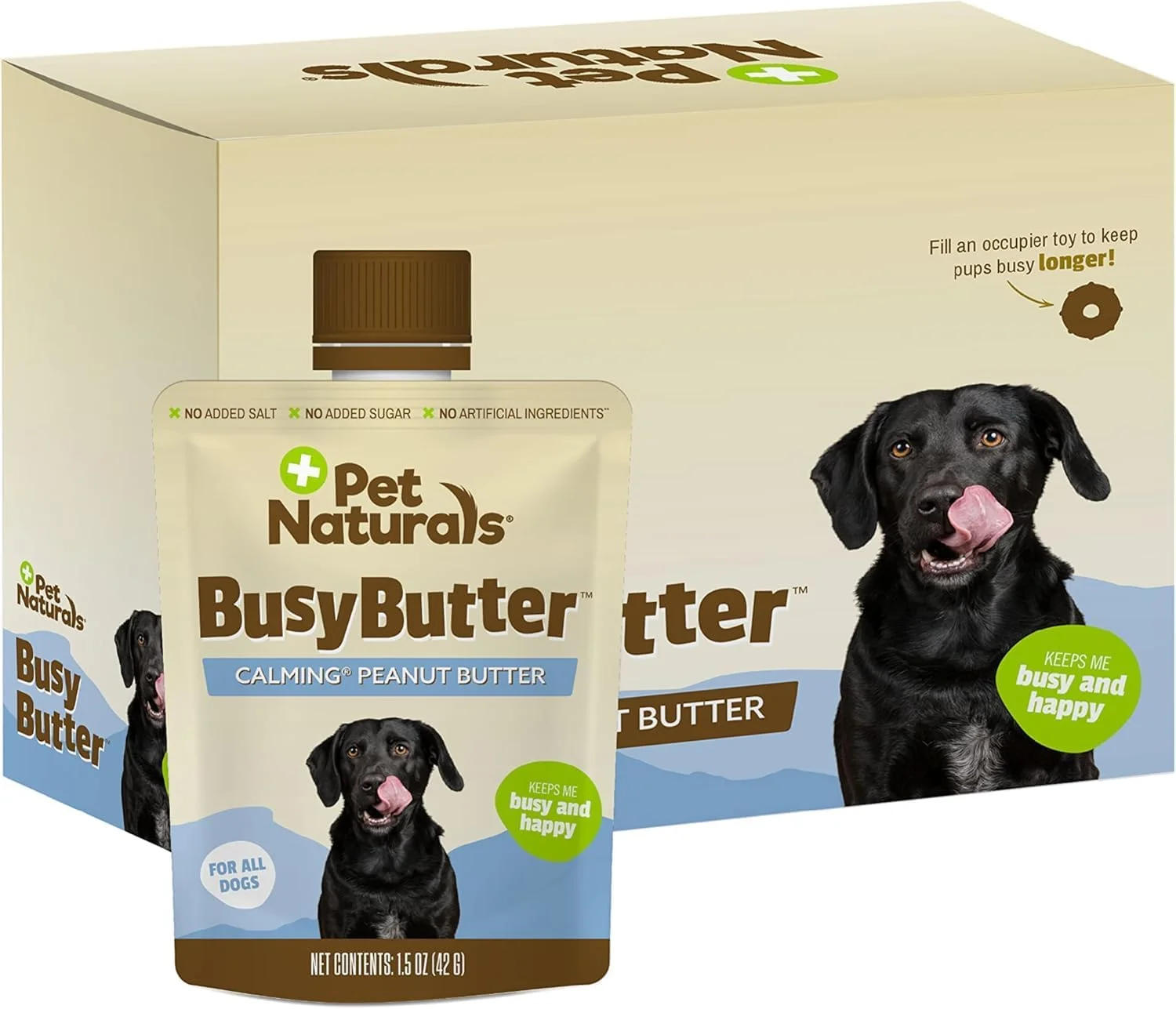 کره بادام زمینی آرام بخش سگ Pet Naturals Busy Butter Easy Squeeze، 6 بسته - عالی برای تشویقی، آموزش، آرامش و اسباب بازی های مشغول کننده - بدون نمک یا شکر اضافه