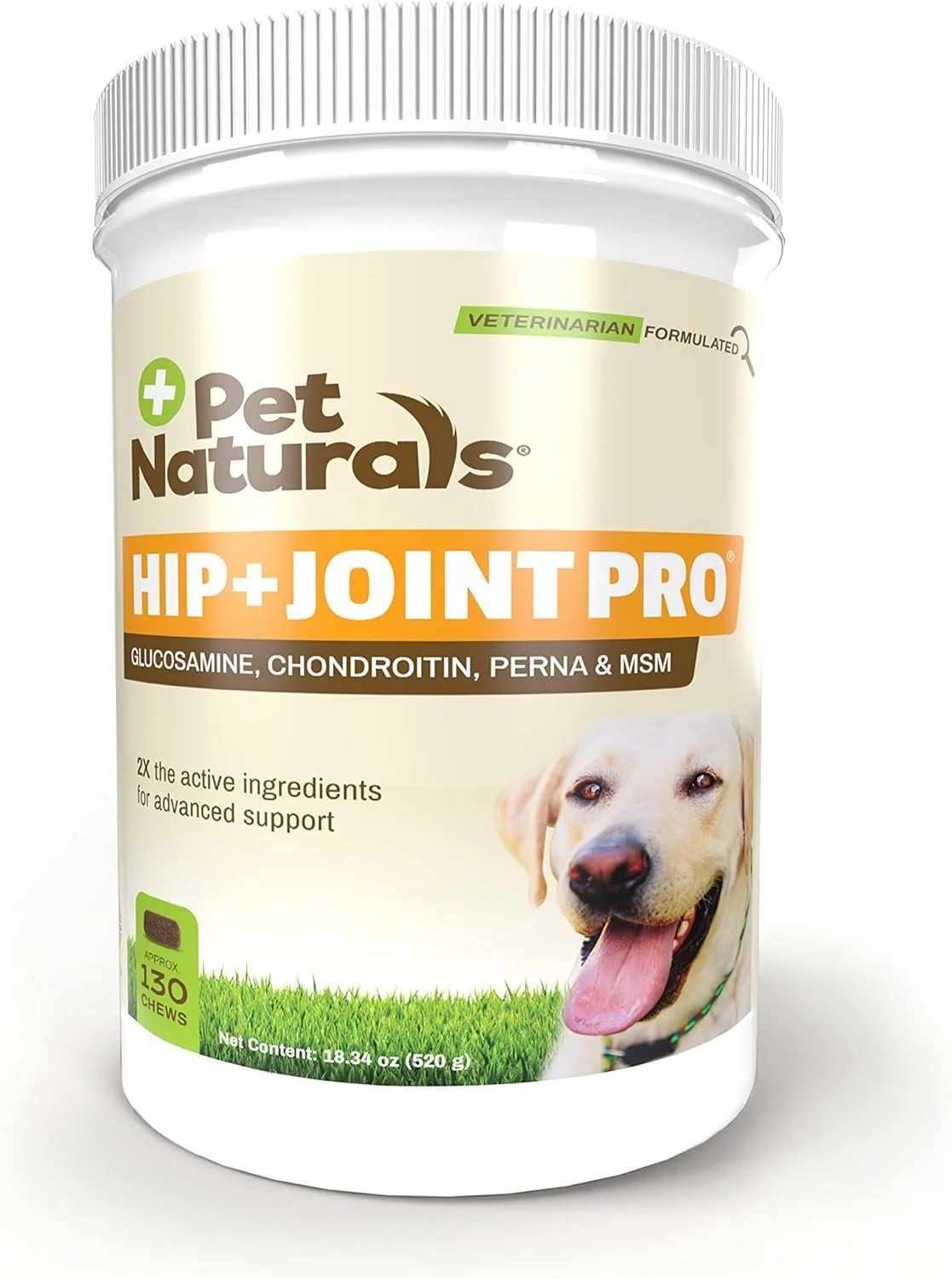 Pet Naturals Hip and Joint Pro حاوی گلوکزامین، کندرویتین و MSM، طعم اردک، 130 عدد - مکمل حداکثر قدرت برای مفاصل ران و مفصل سگ ها، توصیه شده توسط دامپزشکان