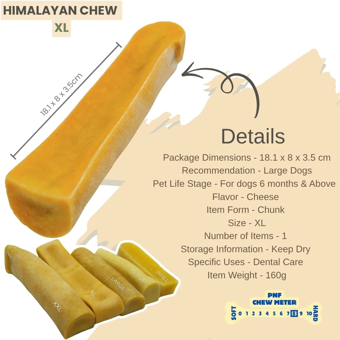 Himalayan Dog Chews, 100% Natural, Long Lasting, Gluten Free, Healthy & Safe Dog Treats, Lactose & Grain Free, Protein Rich (XL)- Ideal for tough chewers