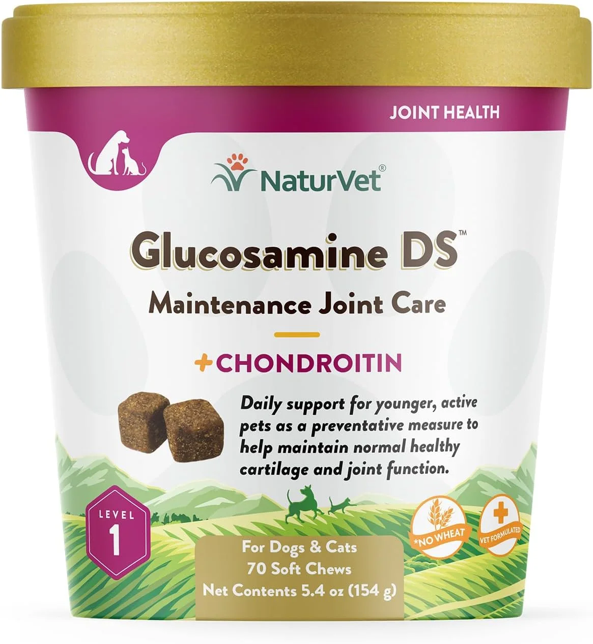 مکمل پشتیبانی از مفاصل سگ و گربه NaturVet Glucosamine DS Level 1