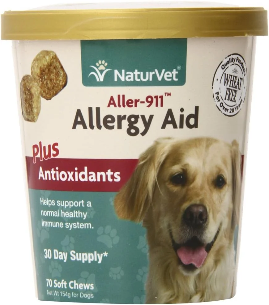 نچر وت - آلرژی 911 پلاس آنتی اکسیدان - 70 عدد جویدنی نرم | پشتیبانی از سیستم ایمنی، رطوبت پوست و سلامت تنفسی | غنی شده با امگا، DHA و EPA | برای سگ ها و گربه ها - بسته 2 عددی