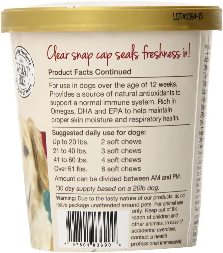 نچر وت - آلرژی 911 پلاس آنتی اکسیدان - 70 عدد جویدنی نرم | پشتیبانی از سیستم ایمنی، رطوبت پوست و سلامت تنفسی | غنی شده با امگا، DHA و EPA | برای سگ ها و گربه ها - بسته 2 عددی