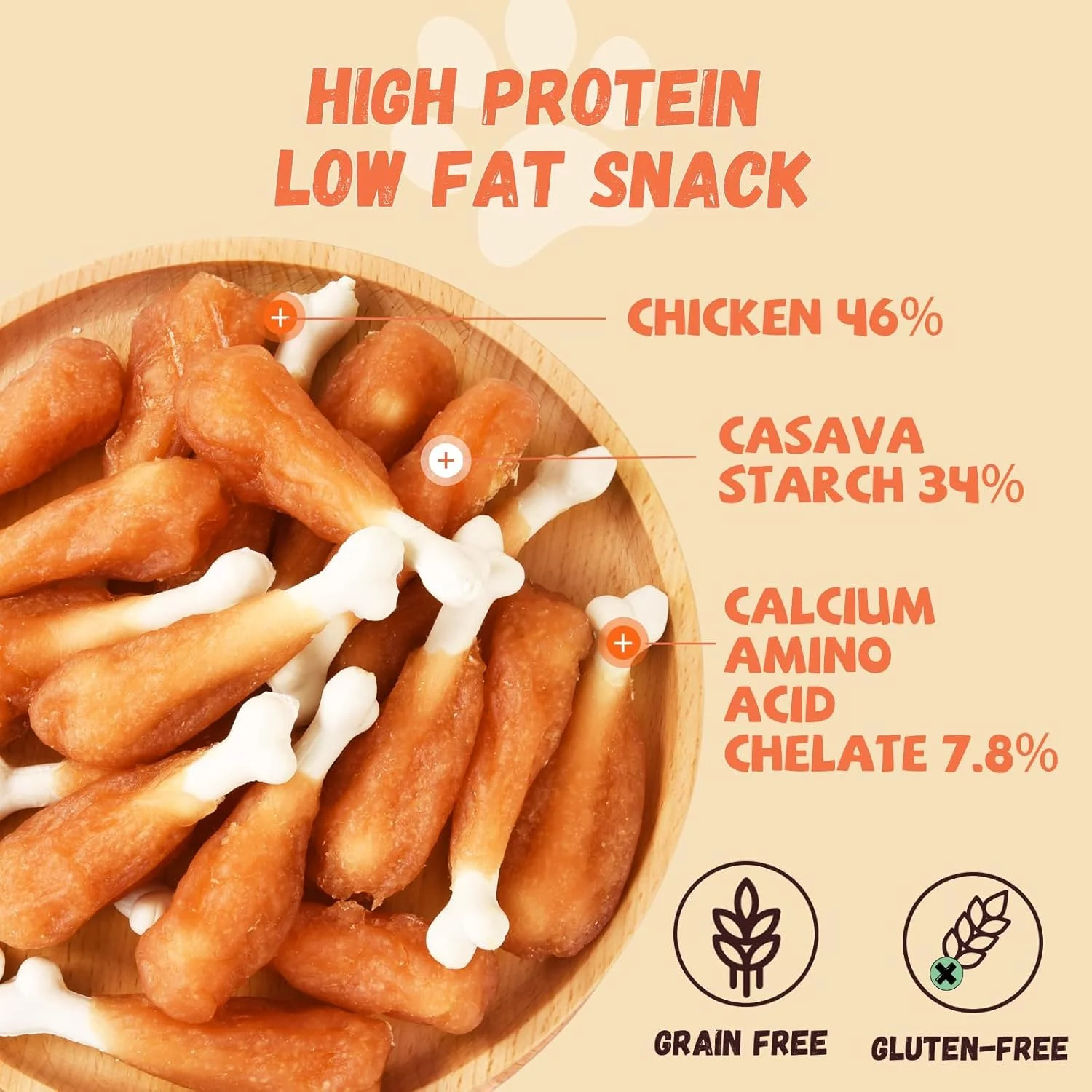 تشویقی سگ مومو بر، استخوان کلسیم پیچیده شده در مرغ، بدون پوست خام، بدون غلات، تشویقی آموزشی برای سگ ها، تمیز کننده دندان، خوشبو کننده دهان، اسنک های جویدنی سگ برای سگ های متوسط و بزرگ 300 گرم