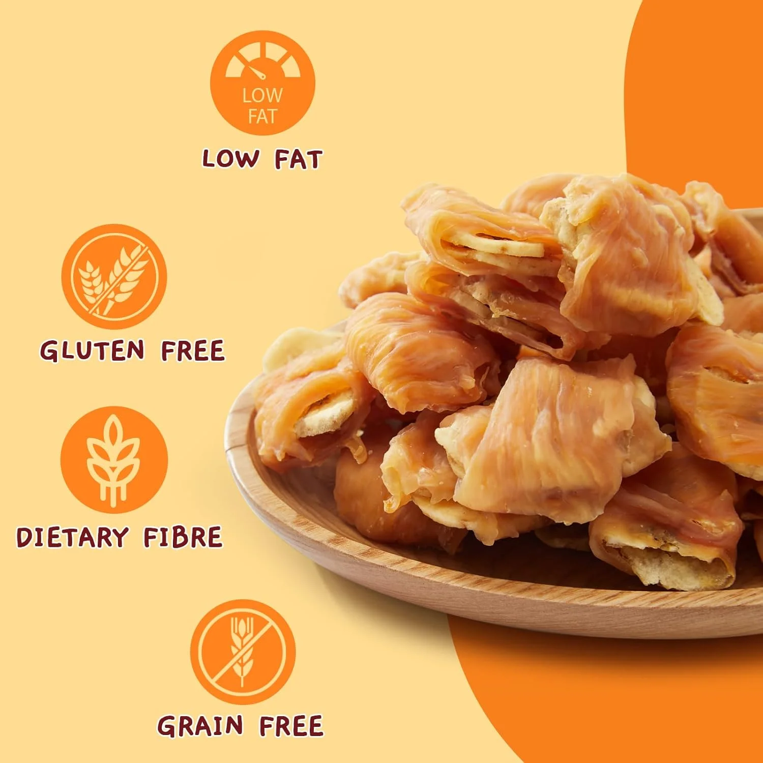 تشویقی سگ جنگل کالینگ با طعم مرغ و موز، تکه های مرغ، جویدنی سگ، چیپس موز طبیعی برای سگ ها غنی از فیبر غذایی، تشویقی آموزشی برای سگ های کوچک و متوسط، 300 گرم