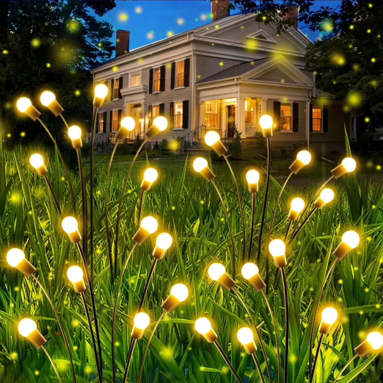 چراغ های باغی خورشیدی OZS بسته 6 عددی، مجموعا 48 LED - چراغ های خورشیدی فضای باز، چراغ های کرم شب تاب خورشیدی، رقصان در باد، چراغ های افسانه ای خورشیدی ضد آب برای دکوراسیون باغ و مسیر حیاط (سفید گرم)