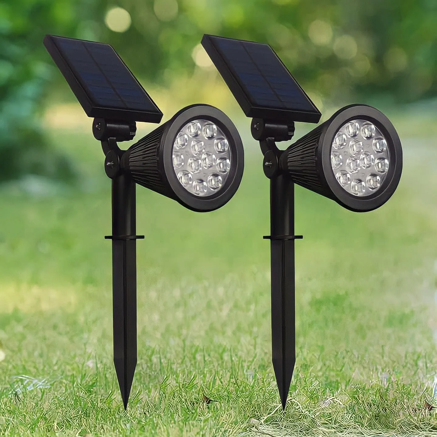 چراغ باغی خورشیدی فضای باز E.V.B، چراغ باغی خورشیدی ضد آب 12LED، دکوراسیون خانه و باغ شما (2 عددی) (سفید گرم)