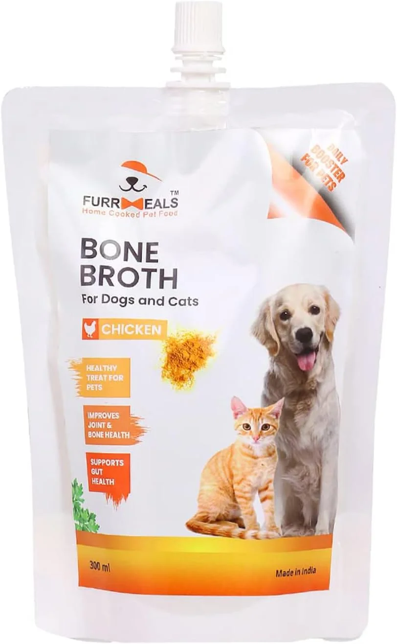 آب قلم مرغ آماده مصرف FurrMeals برای تمام مراحل زندگی | غذای سگ و گربه به صورت آبدار | تشویقی برای سگ ها و گربه ها | 300 میلی لیتر، بسته 1 عددی | مکمل طبیعی برای سلامت مفاصل، گرانول