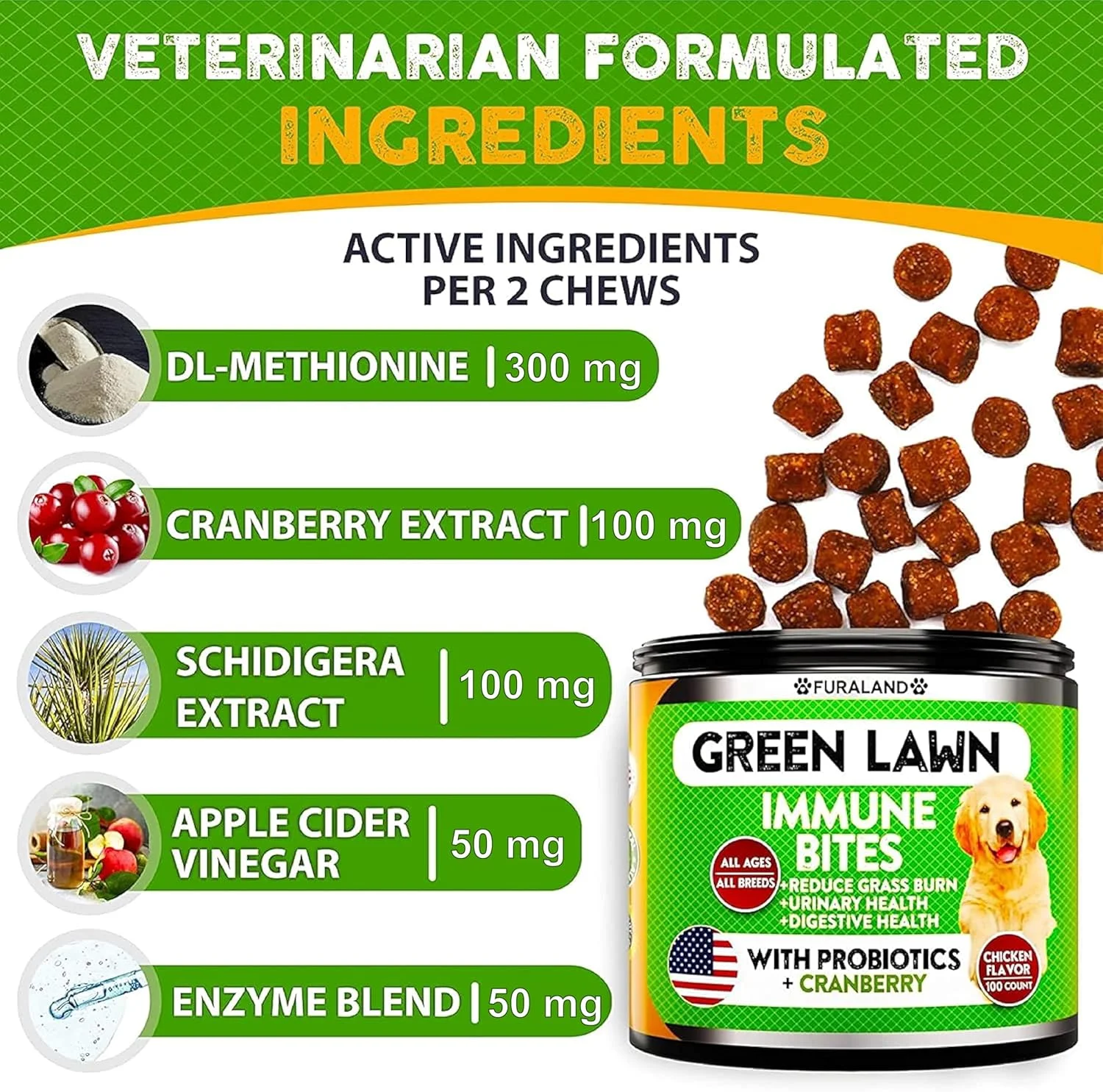 قرص های خوراکی FURALAND برای رفع سوختگی چمن ناشی از ادرار سگ - درمان چمن - DL-متیونین + آنزیم های گوارشی - خنثی کننده ادرار سگ برای چمن - تشویقی های نرم قرص های خوراکی FURALAND برای رفع سوختگی چمن ناشی از ادرار سگ - درمان چمن - DL-متیونین + آنزیم های گوارشی - خنثی کننده ادرار سگ برای چمن - تشویقی های نرم