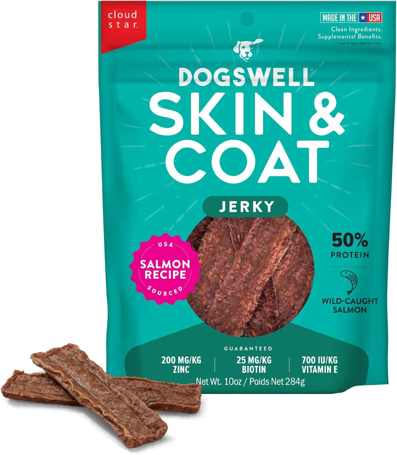 تشویقی سگ Dogswell مدل Skin & Coat با طعم ماهی سالمون، 283 گرم