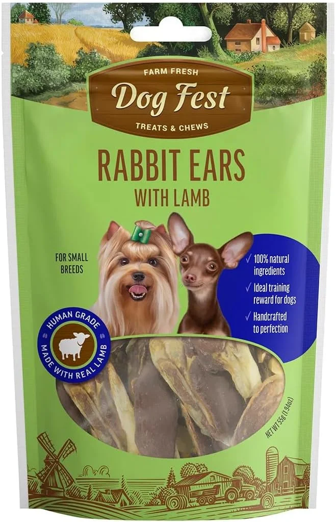 گوش خرگوش Dog Fest با طعم بره برای سگ های کوچک، تشویقی سگ - 55 گرم (1.94 اونس)