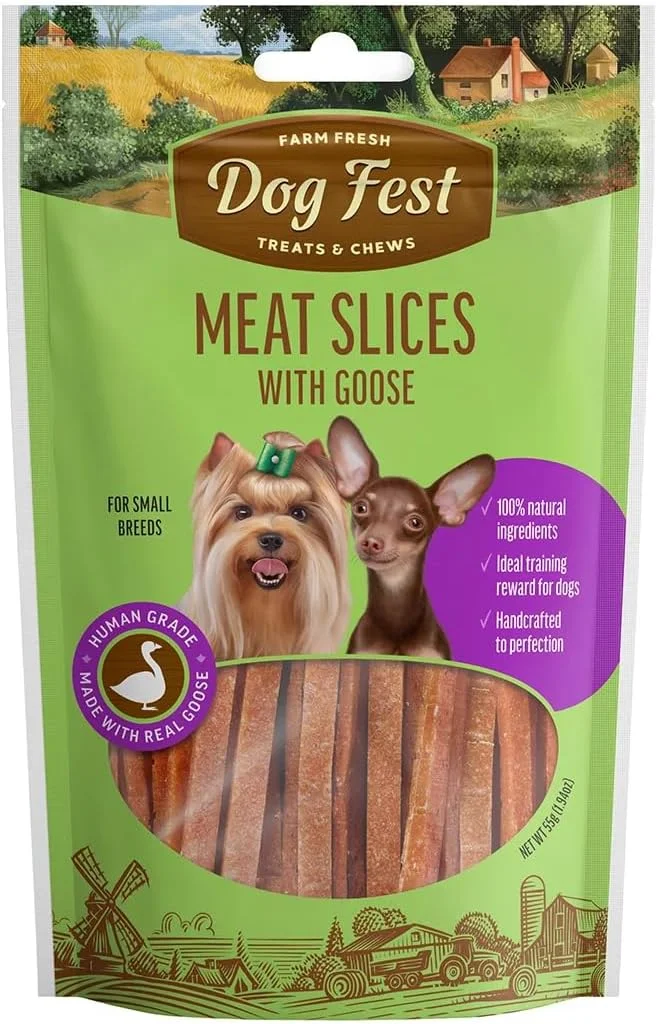 تکه های جشن سگ با غاز برای نژادهای کوچک 55 گرم