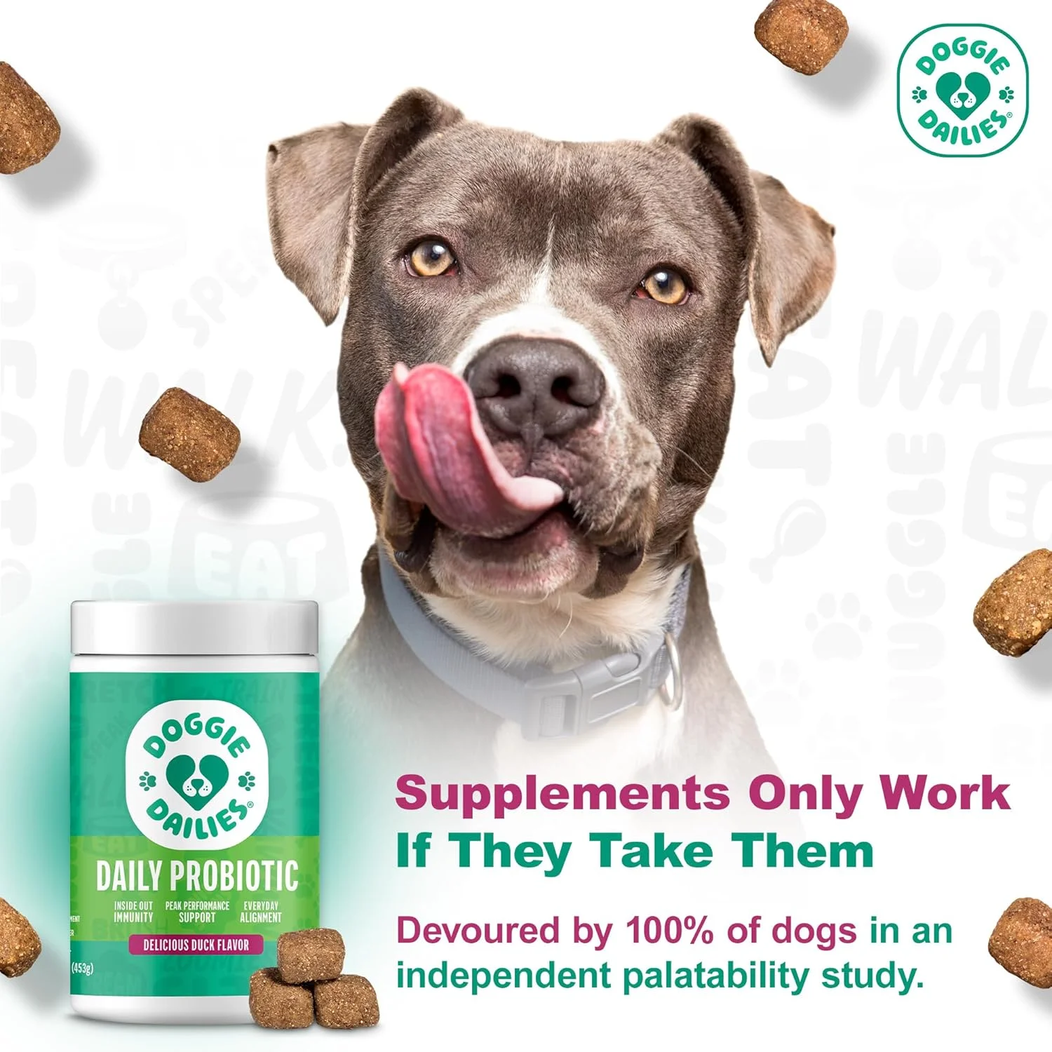 پرو بیوتیک سگ Doggie Dailies برای سلامت دستگاه گوارش، پشتیبانی از سیستم ایمنی، 225 عدد تشویقی نرم