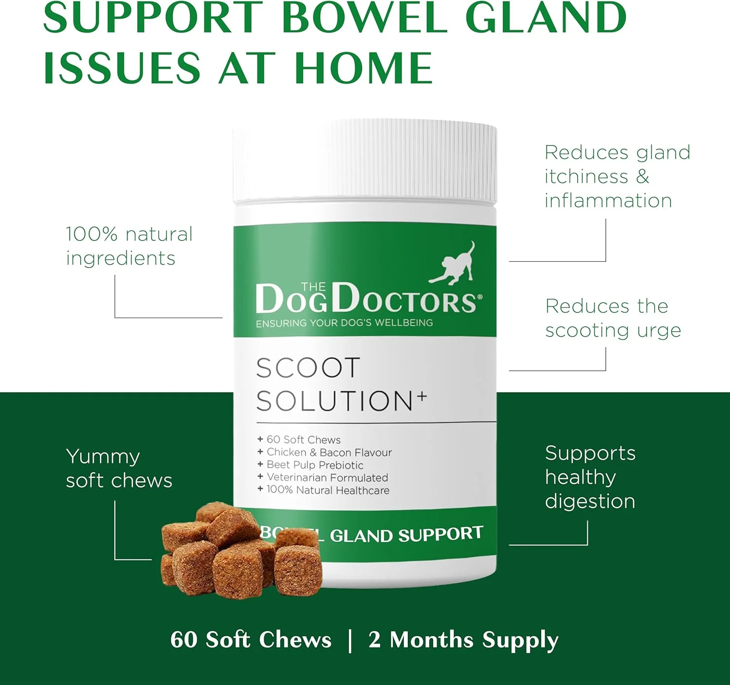 راه حل رفع مشکل کشیدن باسن سگ + تشویقی های نرم - فیبر ایده آل که به از بین بردن کشیدن باسن کمک می کند و سلامت غدد سگ را بهبود می بخشد. (120 عدد تشویقی نرم) راه حل رفع مشکل کشیدن باسن سگ + تشویقی های نرم - فیبر ایده آل که به از بین بردن کشیدن باسن کمک می کند و سلامت غدد سگ را بهبود می بخشد. (120 عدد تشویقی نرم)