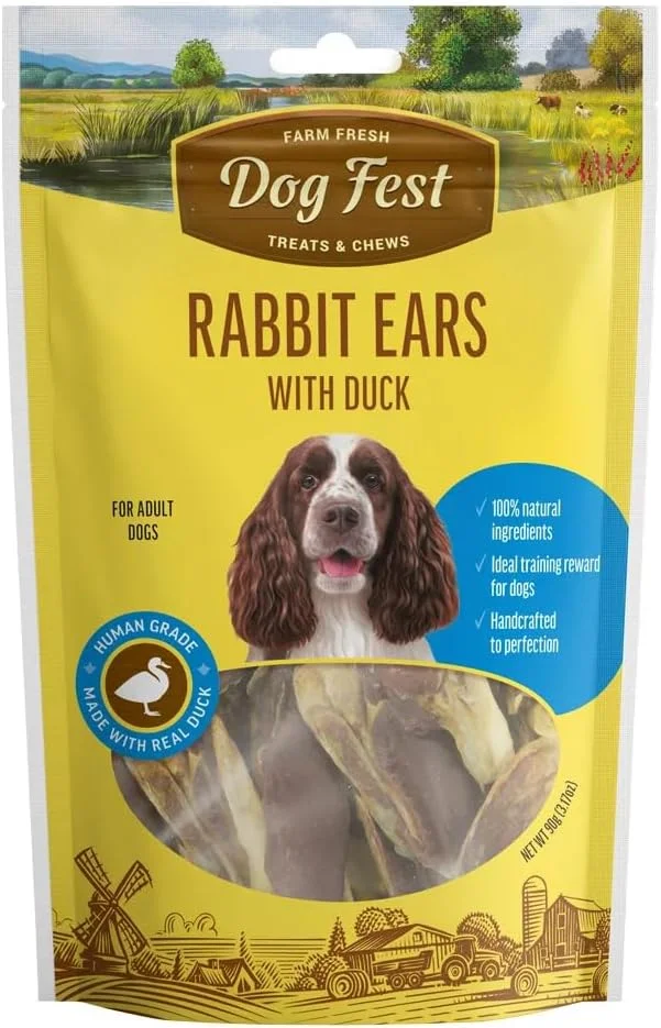 گوش خرگوش Dog Fest با گوشت اردک برای سگ های بالغ، تشویقی سگ - 90 گرم