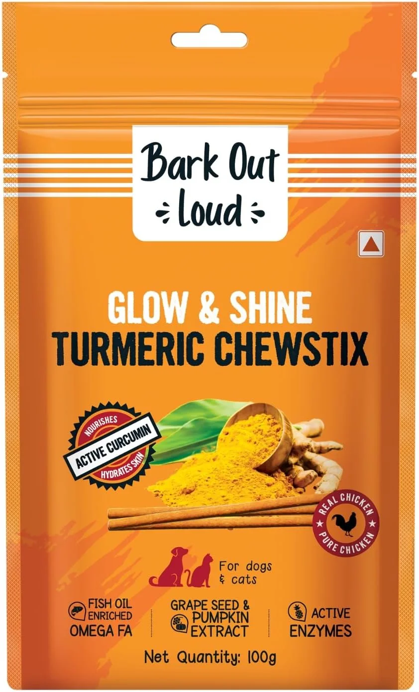 تشویقی سگ و گربه بارک اوت لاود با طعم مرغ و زردچوبه - حاوی کدو تنبل و عصاره دانه انگور برای پوست و موی درخشان - مناسب برای تمامی سنین 100 گرم