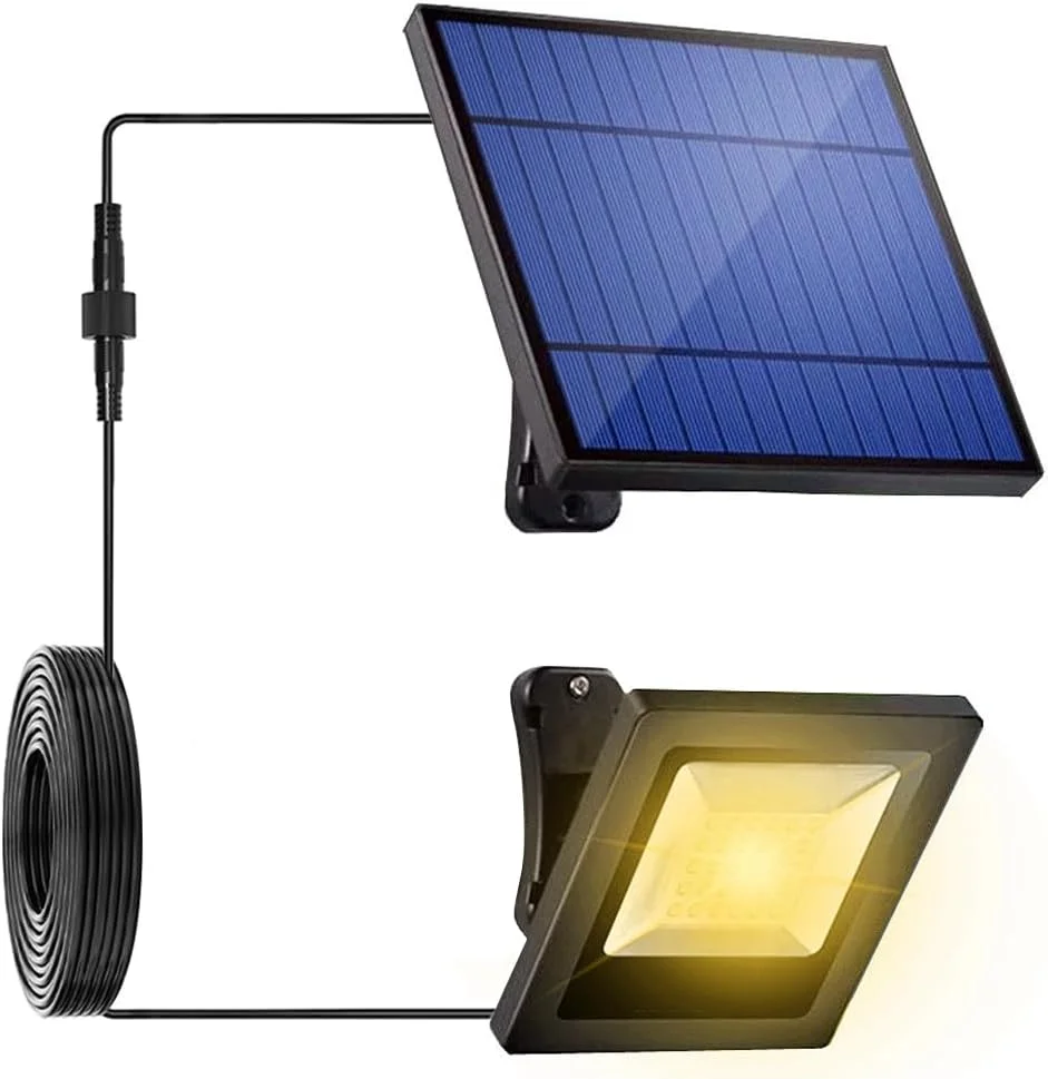 چراغ باغی خورشیدی 30LED، کابل 5 متری، ضد آب، سفید گرم، 18x18x15 سانتی متر