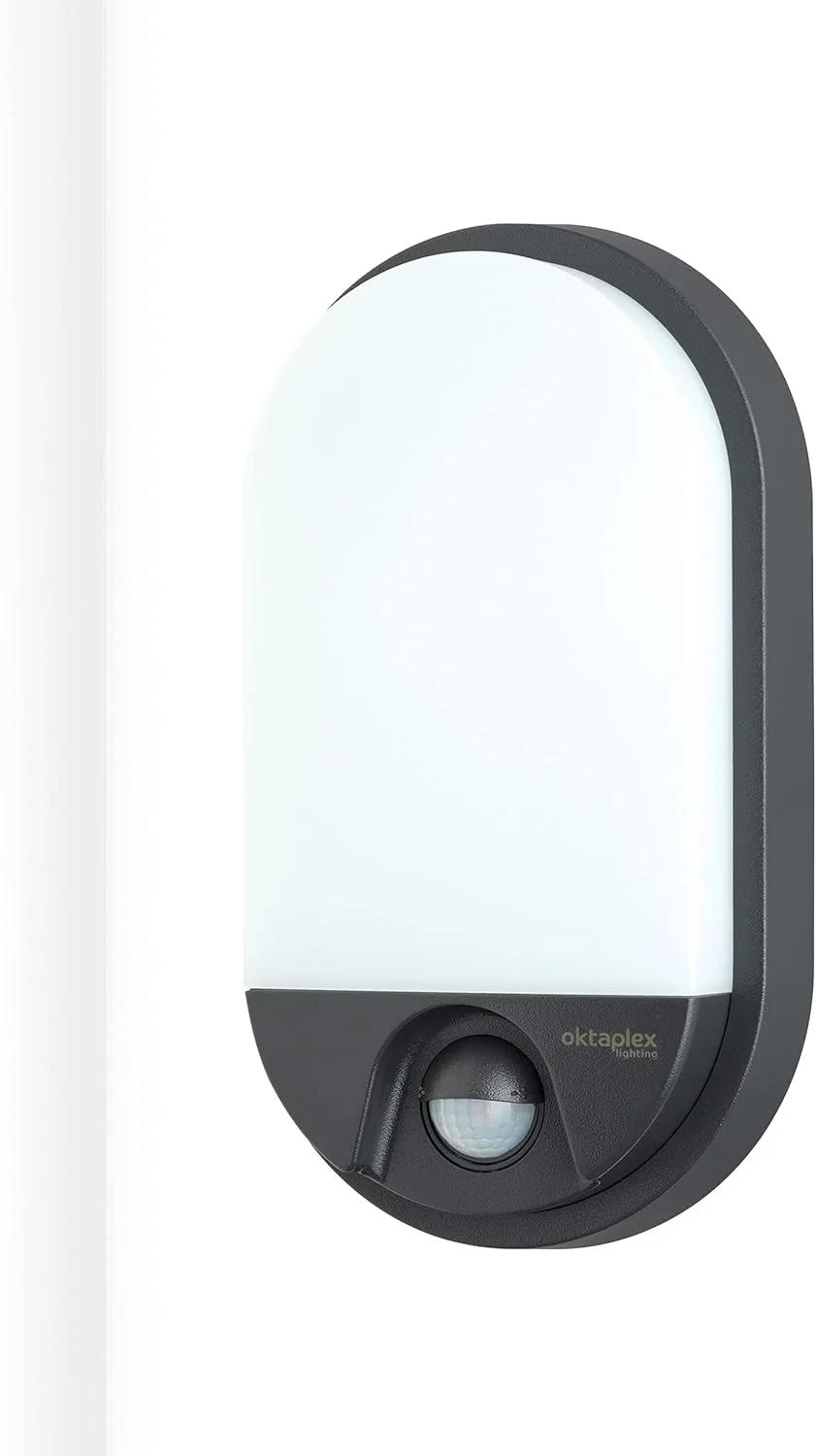 چراغ دیواری فضای باز Oktaplex lighting Lumi Motion IP54 با سنسور حرکتی 10 وات 800 لومن 3000 کلوین نور سفید گرم، رنگ آنتراسیت