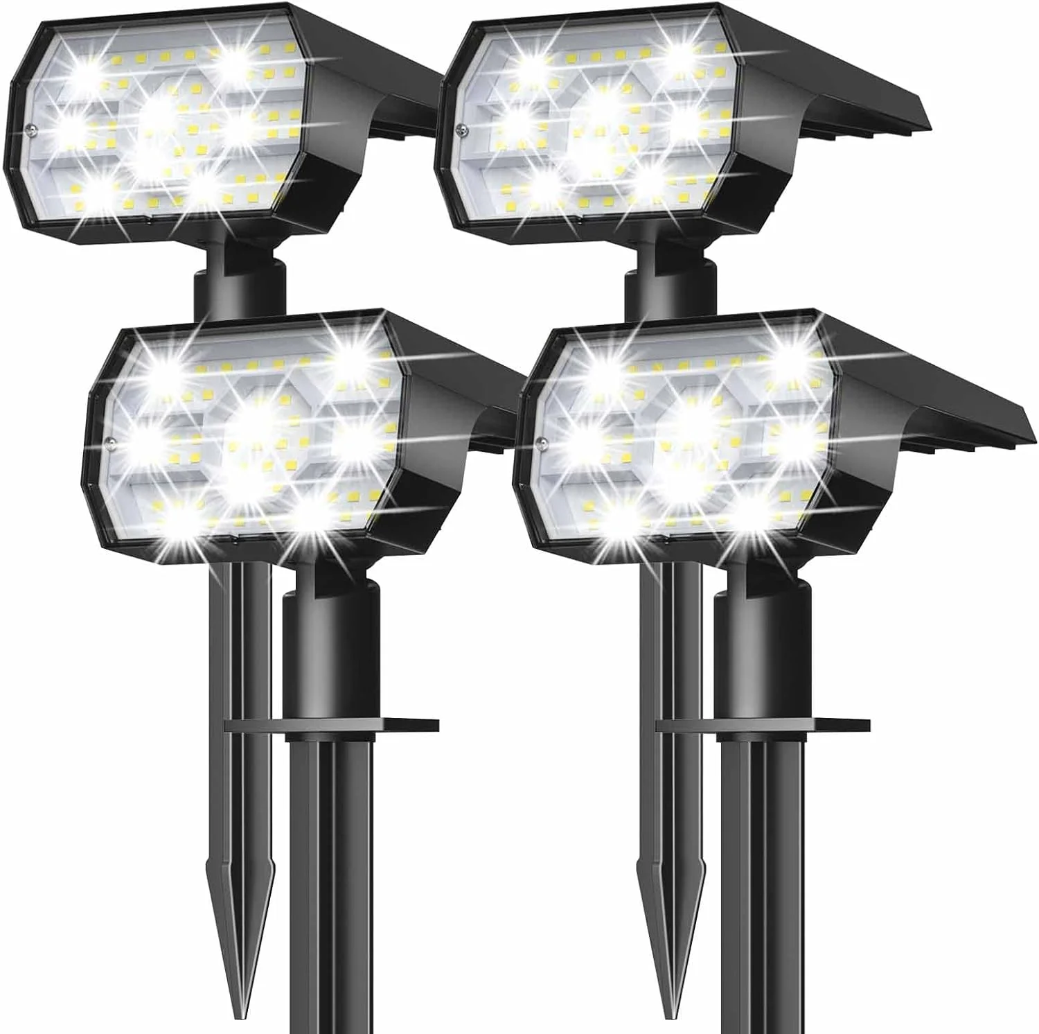 چراغ های خورشیدی بیرونی ضد آب NYMPHY IP68، دارای 56 LED و 3 حالت روشنایی، چراغ های نقطه ای خورشیدی برای حیاط و باغ - بسته 4 عددی (سفید سرد)