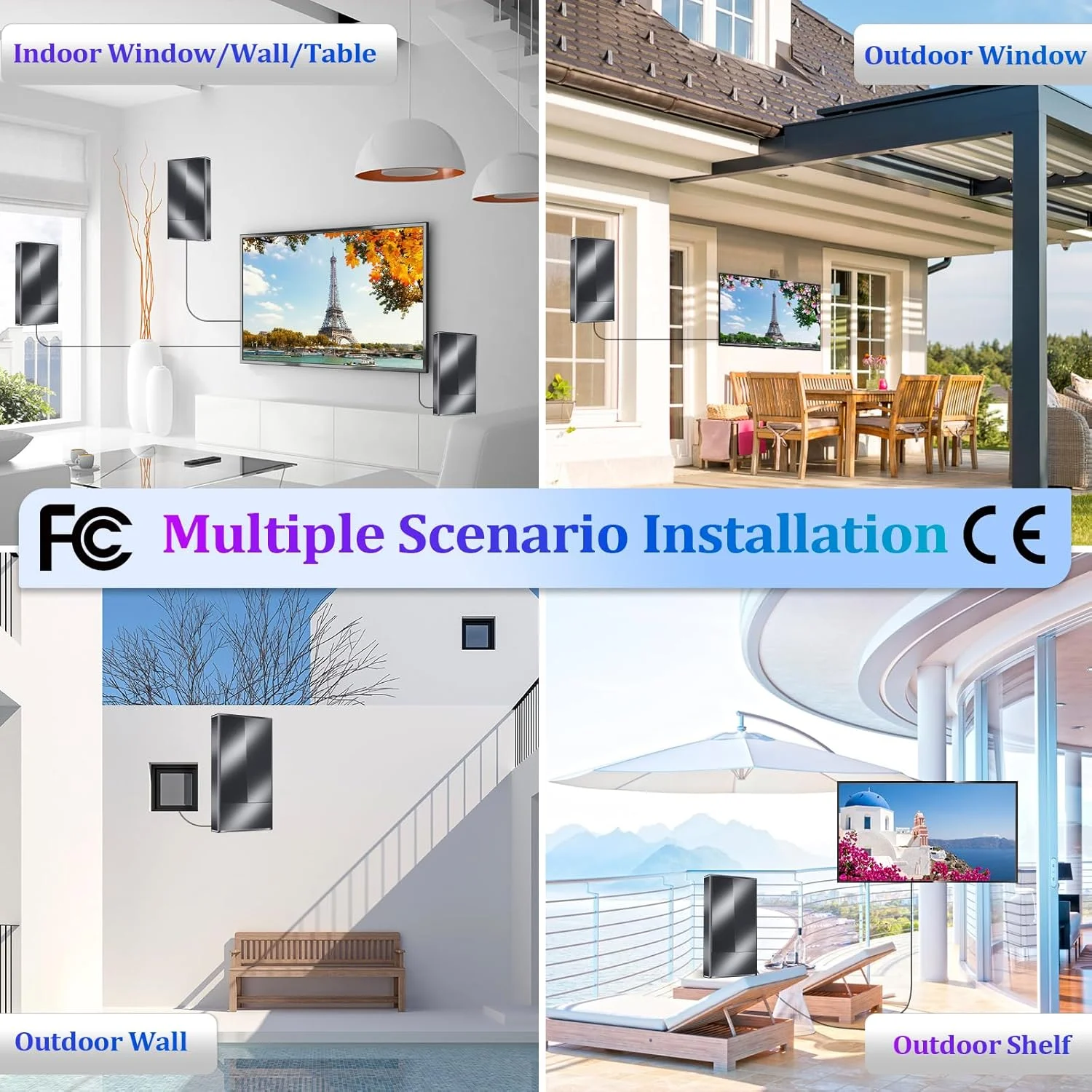 آنتن تلویزیون دوربرد PEAWI - پشتیبانی از 8K 4K HDTV 1080p فایر استیک و تمام تلویزیون ها VHF UHF