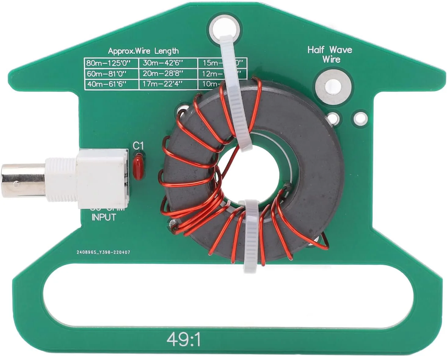 ترانسفورماتور بالون PCB متعادل نامتعادل OVAQUIXI 49:1 آنتن 5-35 مگاهرتز تنظیم موج کوتاه F Ree Green PC BNC روش نصب سر ماده ویبراتور