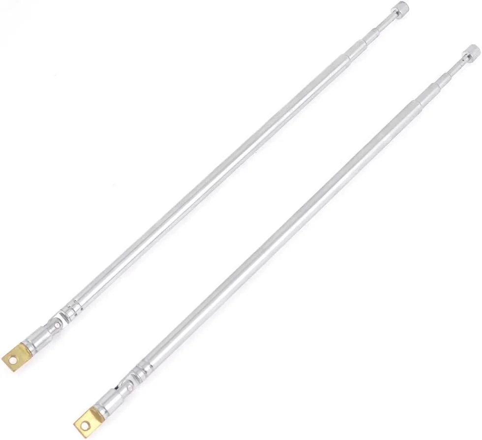 آنتن رادیویی جهانی AM FM مدل E-outstanding، طول 62.5 سانتی متر، 4 بخش تلسکوپی، آنتن استیل ضد زنگ جایگزین برای رادیو و تلویزیون (یک جفت)
