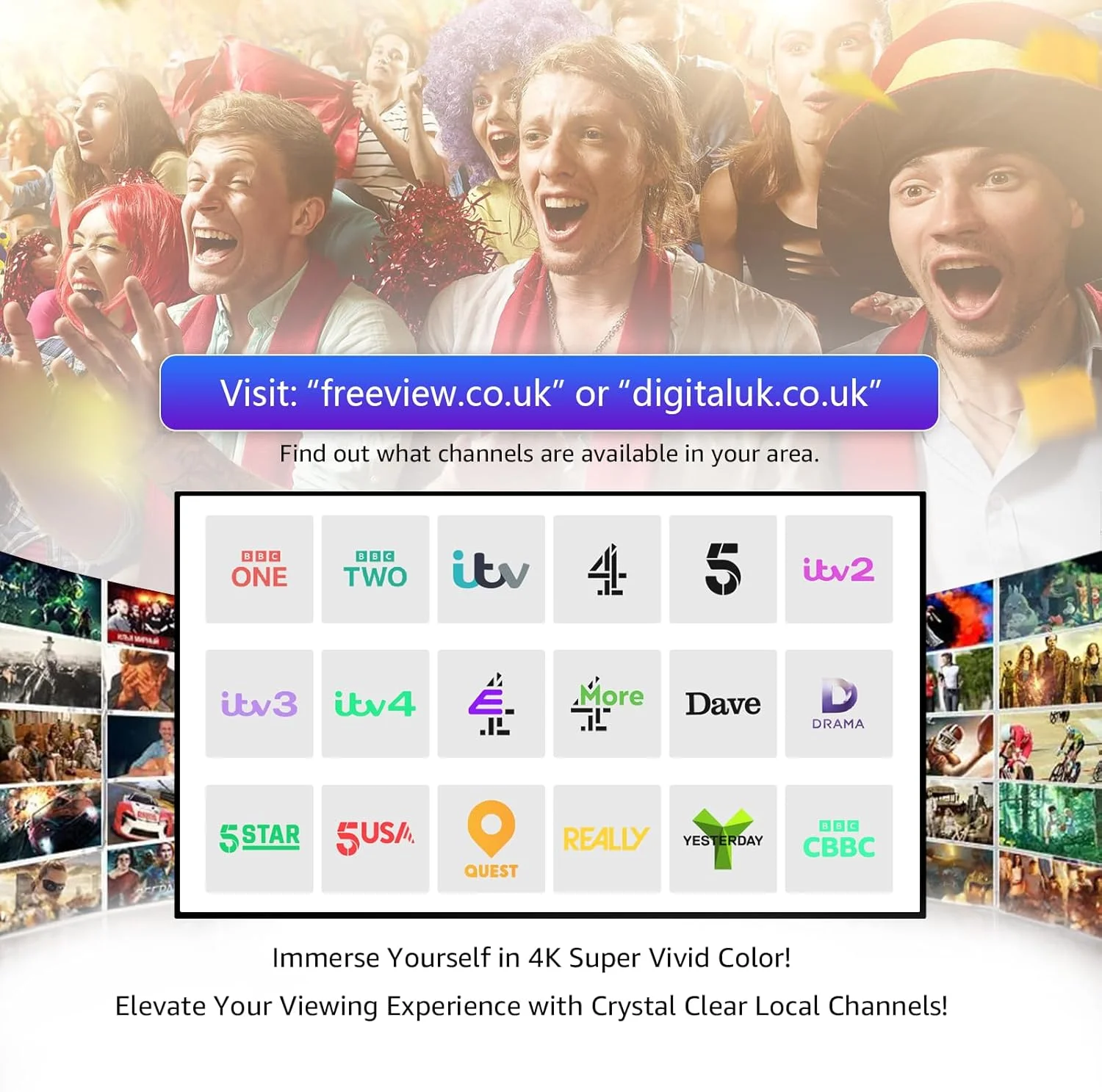 آنتن تلویزیون فضای باز – آنتن یاگی دیجیتال HDTV دوربرد 5 عنصره برای Freeview، دریافت UHF/VHF – پشتیبانی از تلویزیون Full HD و 4K – طراحی مقاوم در برابر آب و هوا – کابل کواکسیال 8 متری