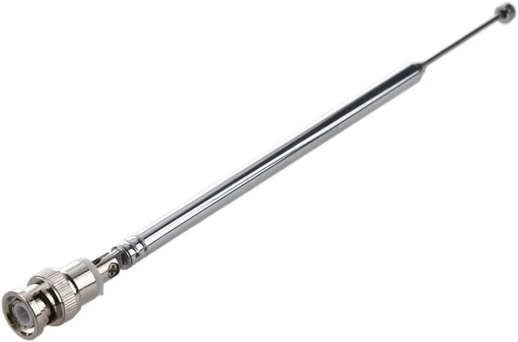 آنتن تلسکوپی 7 قسمتی BNC نر چرخان E-outstanding، برای تلویزیون، رادیو FM، اسکنرها، گیرنده های از راه دور و سایر محصولات الکترونیکی