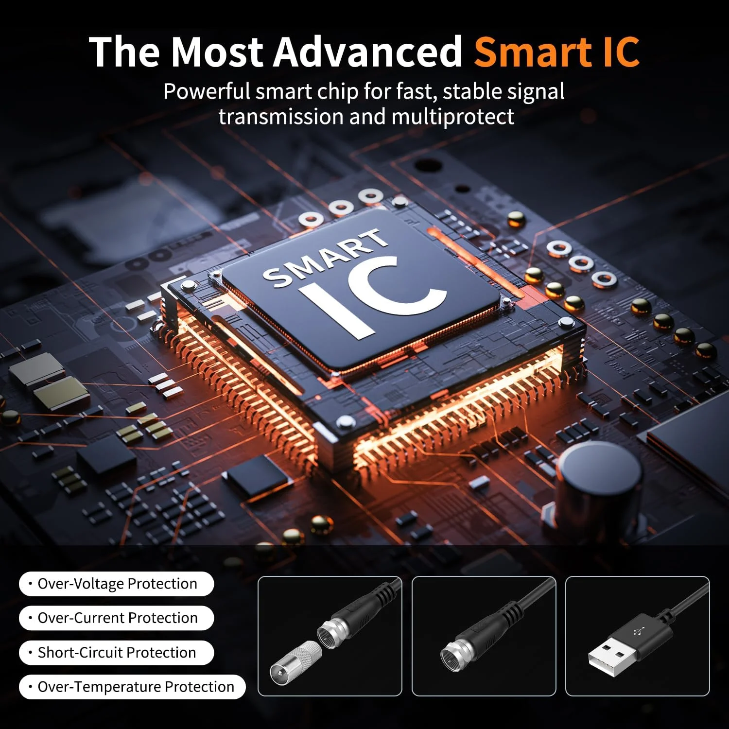 آنتن تلویزیون هوشمند Oheotoo مدل 2024، آنتن دیجیتال با برد بلند بیش از 1000 مایل برای استفاده در داخل و خارج از منزل به همراه تقویت کننده سیگنال - پشتیبانی از دریافت 360 درجه 4K 1080p HD VHF UHF برای تمام تلویزیون های هوشمند/قدیمی