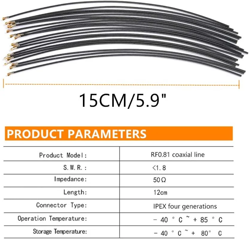 Oiyagai بسته 20 عددی آنتن RF0.81 با فیدر لاین IPEX4 2.4G برای گیرنده های سری FRSKY X4R / X4RSB / S6R / D / TF