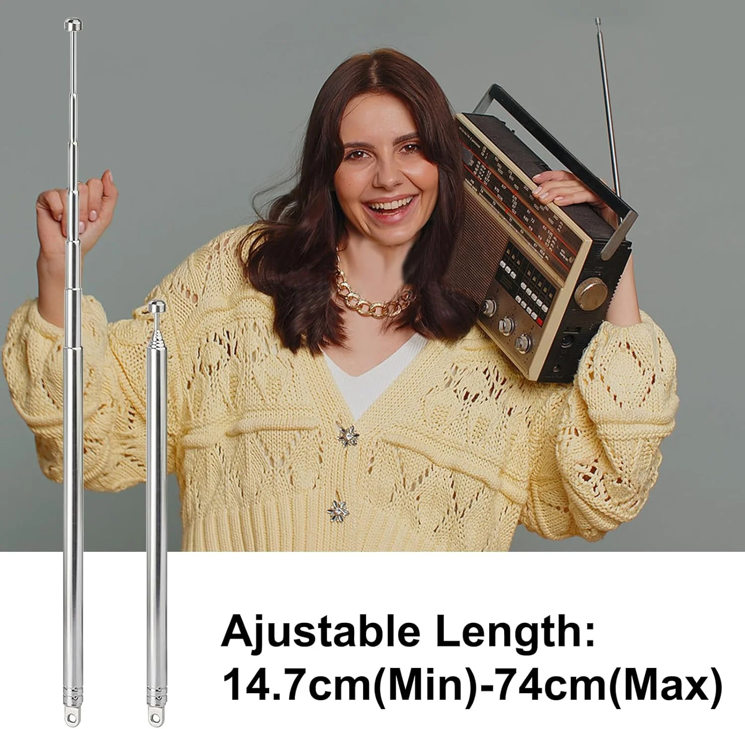 آنتن تلسکوپی رادیویی DAB اهم - دریافت فوق العاده برای سیستم مینی گیرنده HiFi AV، آنتن داخلی FM Unbal، سازگار با Tecsun PL880, PL660, PL390, PL398, PL398BT, PL550