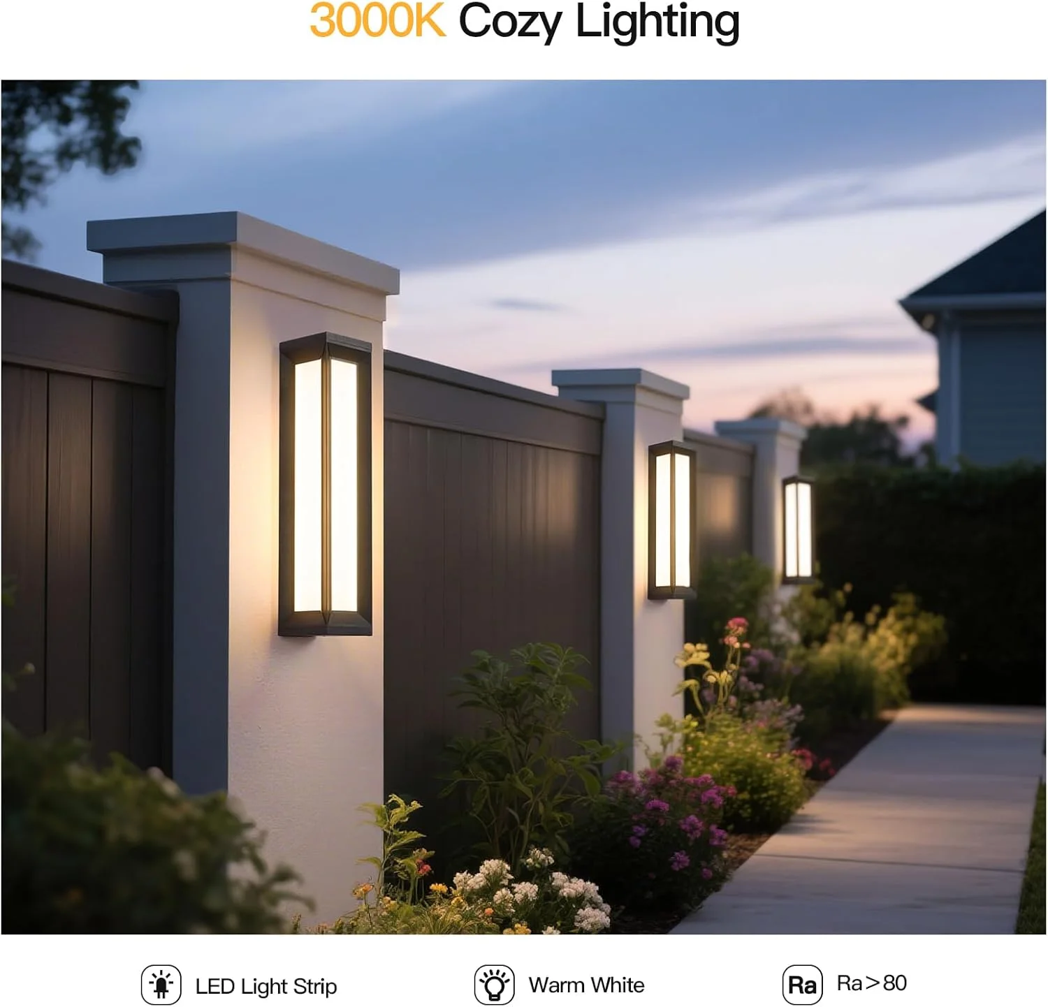 چراغ دیواری بیرونی MVBT، شمعدان دیواری بزرگ 26 اینچی برای خانه، چراغ LED 3000K برای درب ورودی، چراغ ایوان مدرن ضد آب، چراغ گاراژ، روشنایی پاسیو، فانوس ورودی