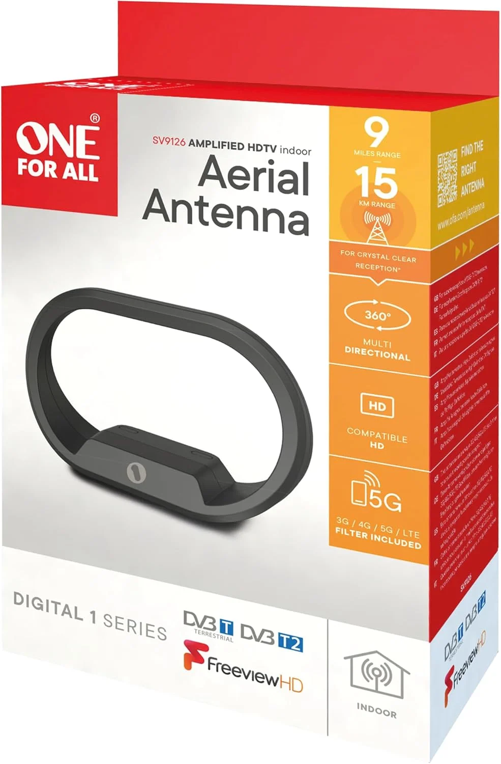 آنتن داخلی حلقه ای تقویت شده DVB-T2 وان فور آل (SV9126) آنتن داخلی حلقه ای تقویت شده DVB-T2 وان فور آل (SV9126)