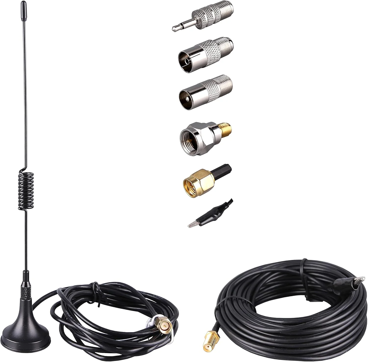 آنتن رادیویی FM قابل حمل 75 اهم SMA آداپتور هوایی کابل فرکانس بالا گیرنده استریو هوایی داخلی با پایه مغناطیسی قوی، همراه با کابل کواکسیال توسعه دهنده 10 متری