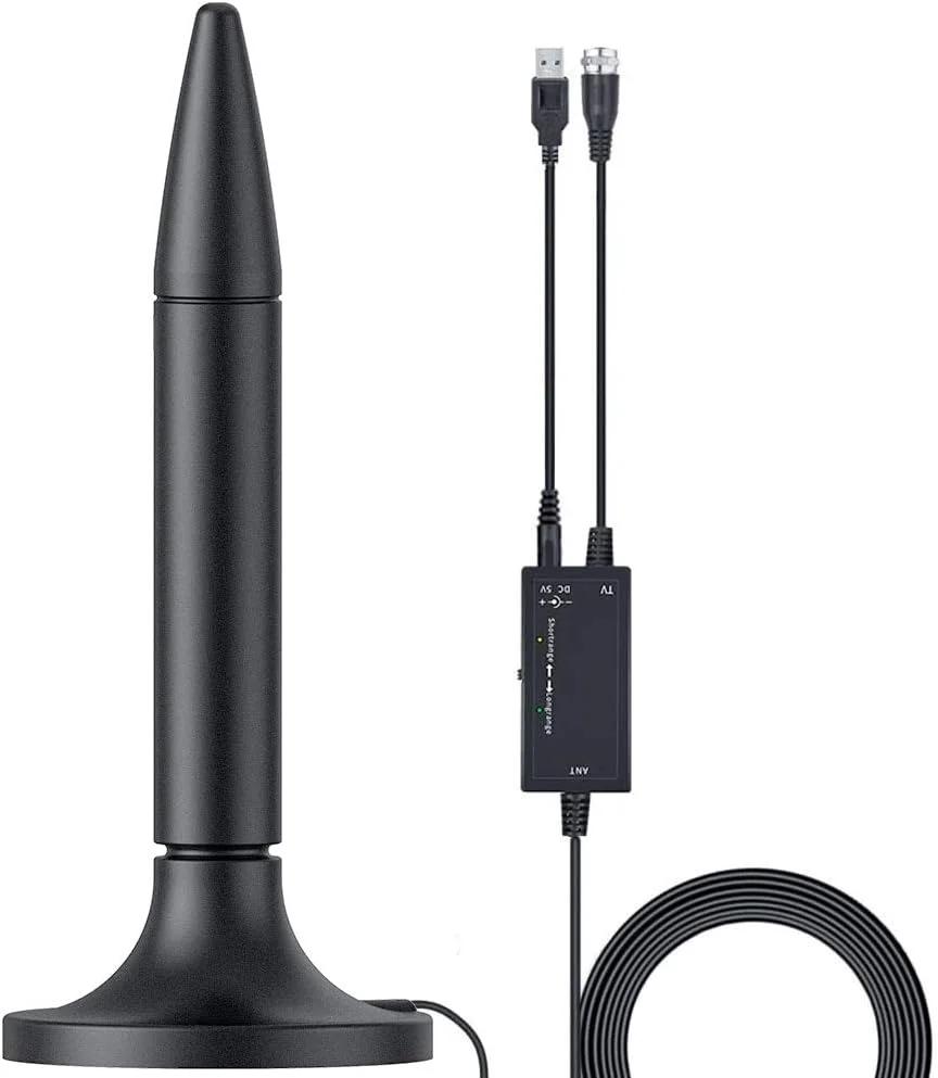 آنتن تلویزیون دیجیتال HD تقویت شده Nestetr، گیرنده دوربرد 300 مایلی آنتن HDTV داخلی با تقویت کننده، پشتیبانی از کانال های تلویزیونی 4K 1080P VHF UHF و همه تلویزیون ها، مشکی، (LGTX)