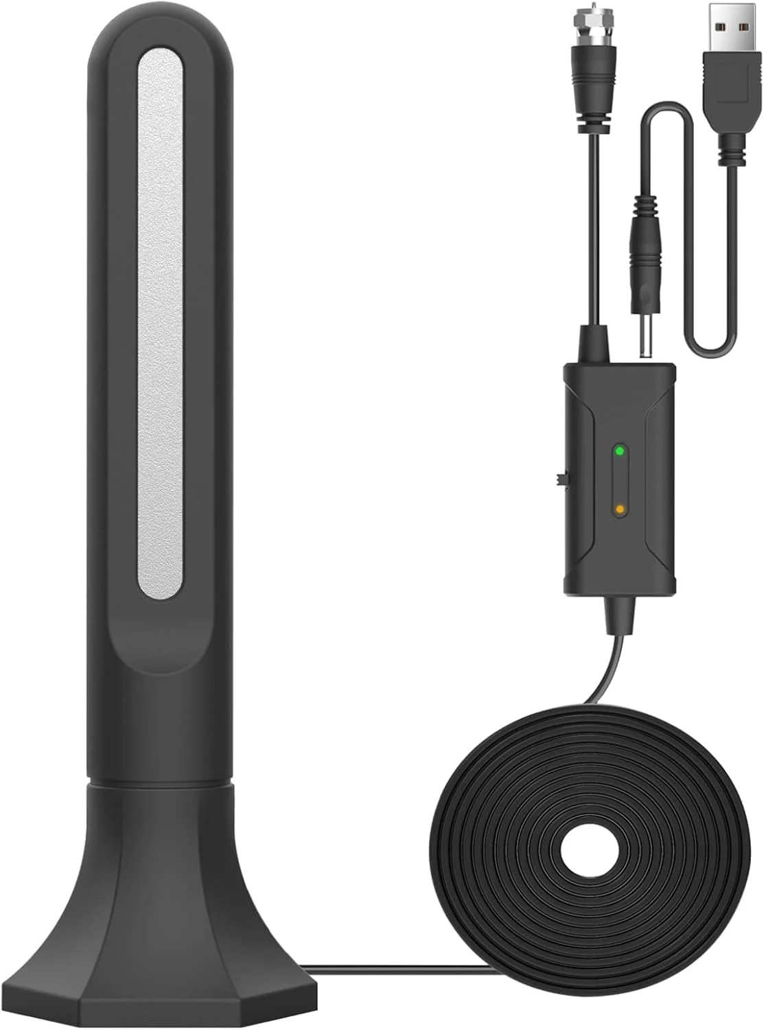 آنتن NALACAL DVBT2 با تقویت کننده 36Dbi+ آنتن داخلی HDTV برای تلویزیون، حداکثر کیفیت سیگنال به لطف هسته آلومینیومی، Full HD، کابل 6 متری، آنتن DVB-T2، تلویزیون رایگان، تلویزیون، داخلی و خارجی