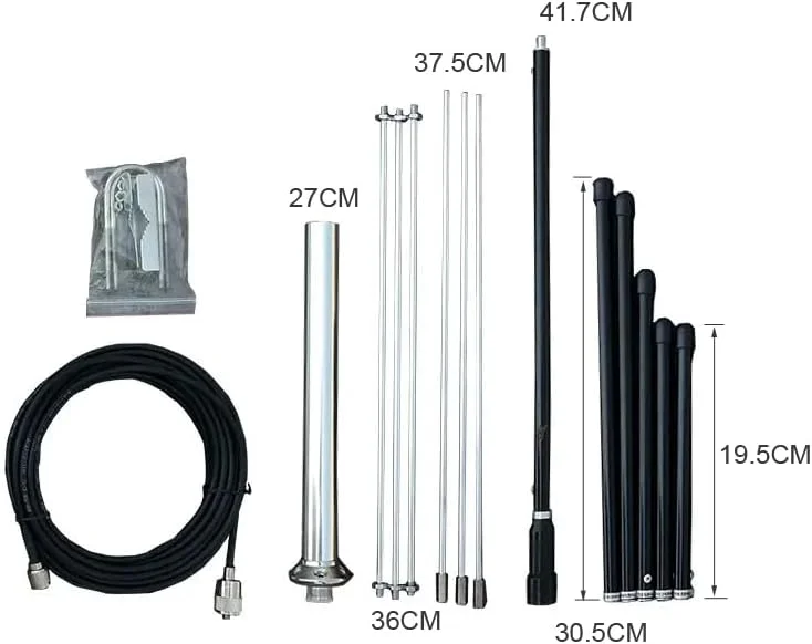 آنتن GP بیرونی 1/4 موج MythGeek برای فرستنده FM، آنتن ضد آب حرفه ای با کابل 8 متری TNC BNC برای 0.5W-100W 7W 7C 15W 15A 15B 25W T251 50W T501