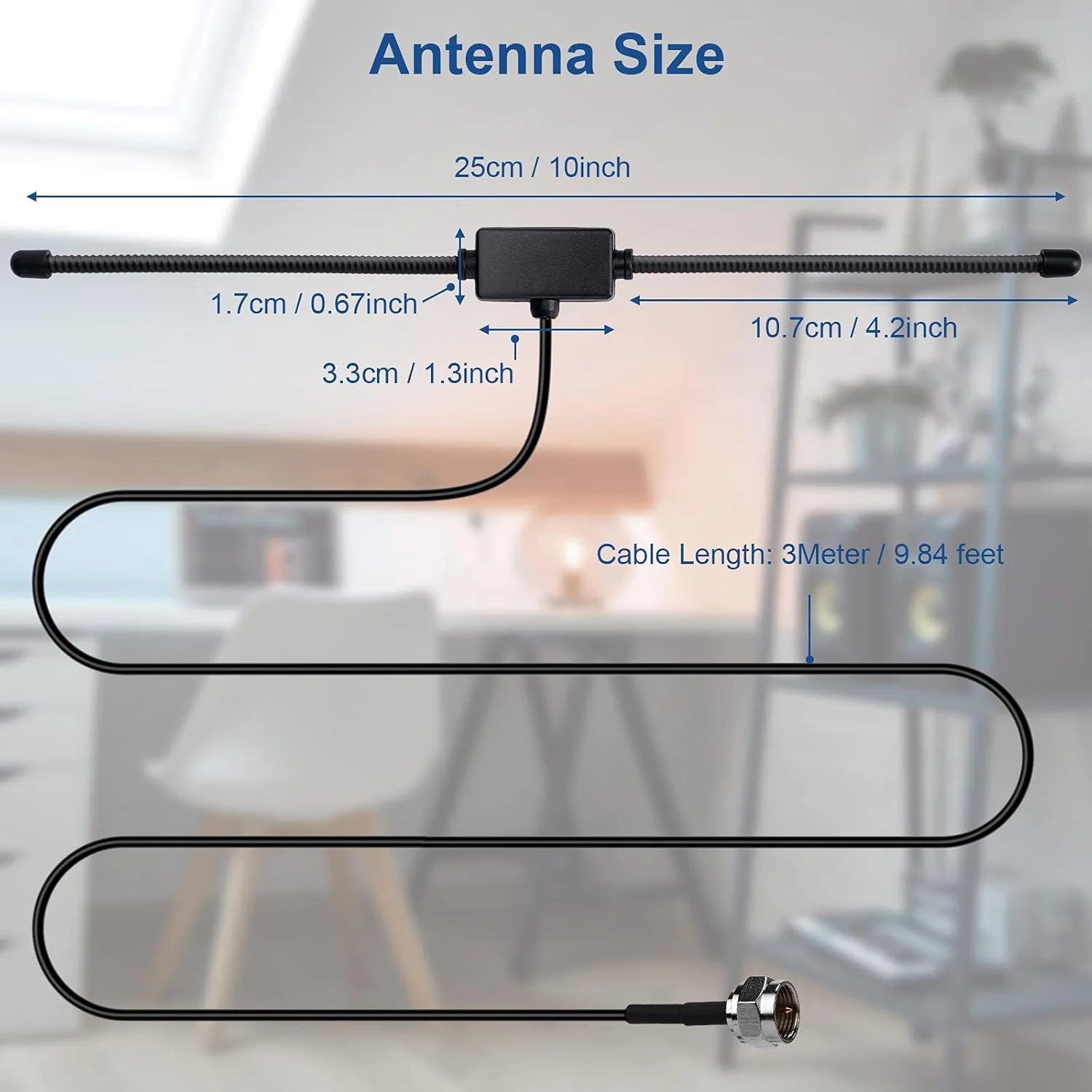 آنتن رادیویی FM DAB Nelawya، آنتن دوقطبی 75 اهم با پلاگین نوع F و کابل افزایش طول 3 متری برای سیستم صوتی، گیرنده استریو خانگی، گیرنده صوتی و تصویری سینمای خانگی