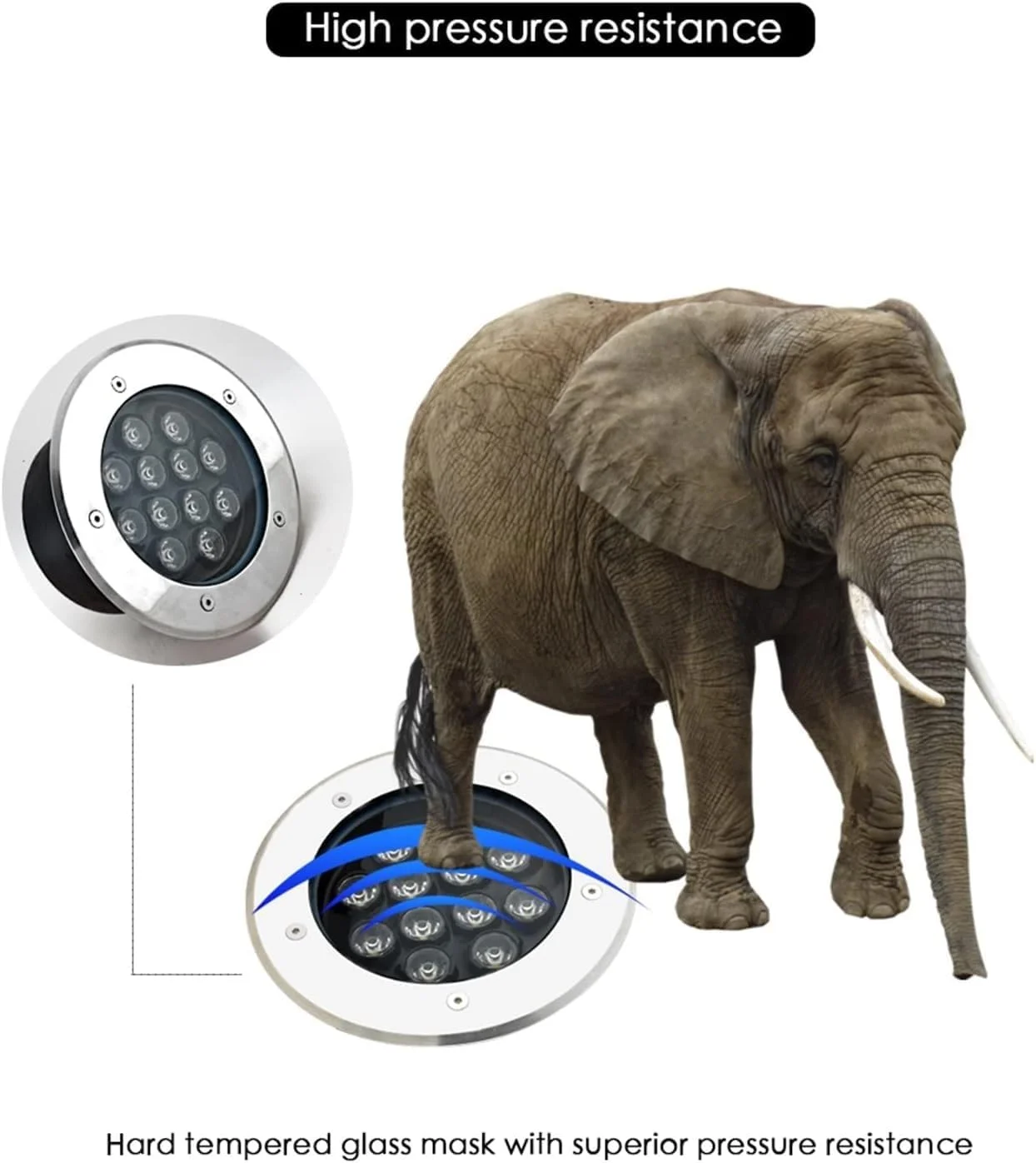 چراغ های دفنی LED گرد محوطه باز، ضد آب IP65، مناسب نورپردازی محوطه، مسیرهای ورودی، پیاده رو، پاسیو، پله ها، نورافکن باغ (نور گرم ac85)