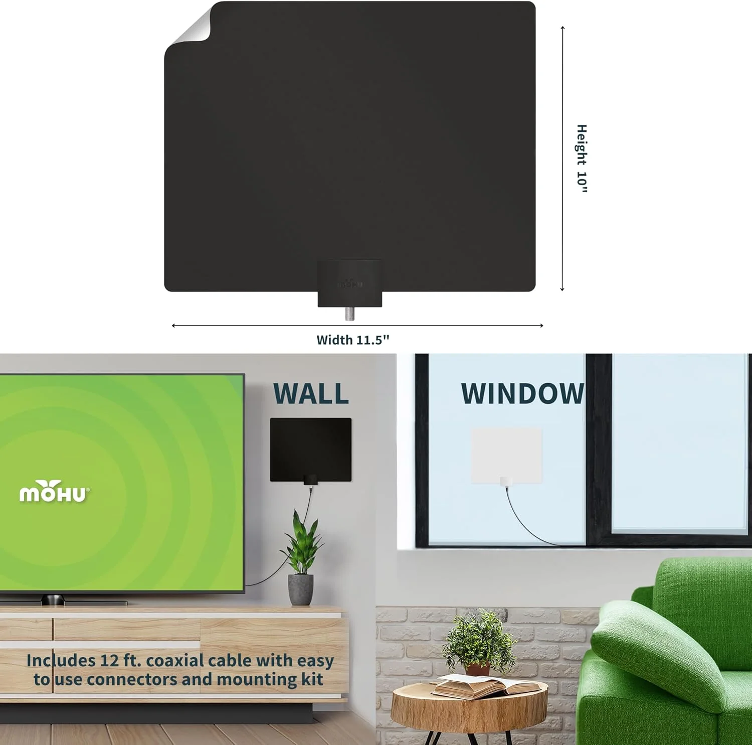 آنتن تلویزیون داخلی تقویت شده Mohu Leaf Plus، برد 96 کیلومتر، UHF/VHF چند جهته، طراحی اصلی فوق العاده نازک، کابل کواکسیال 4.8 متری، پیش تقویت شده 15 دسی بل، دو طرفه، قابل رنگ آمیزی، آماده 4K، MH-110029 آنتن تلویزیون داخلی تقویت شده Mohu Leaf Plus، برد 96 کیلومتر، UHF/VHF چند جهته، طراحی اصلی فوق العاده نازک، کابل کواکسیال 4.8 متری، پیش تقویت شده 15 دسی بل، دو طرفه، قابل رنگ آمیزی، آماده 4K، MH-110029